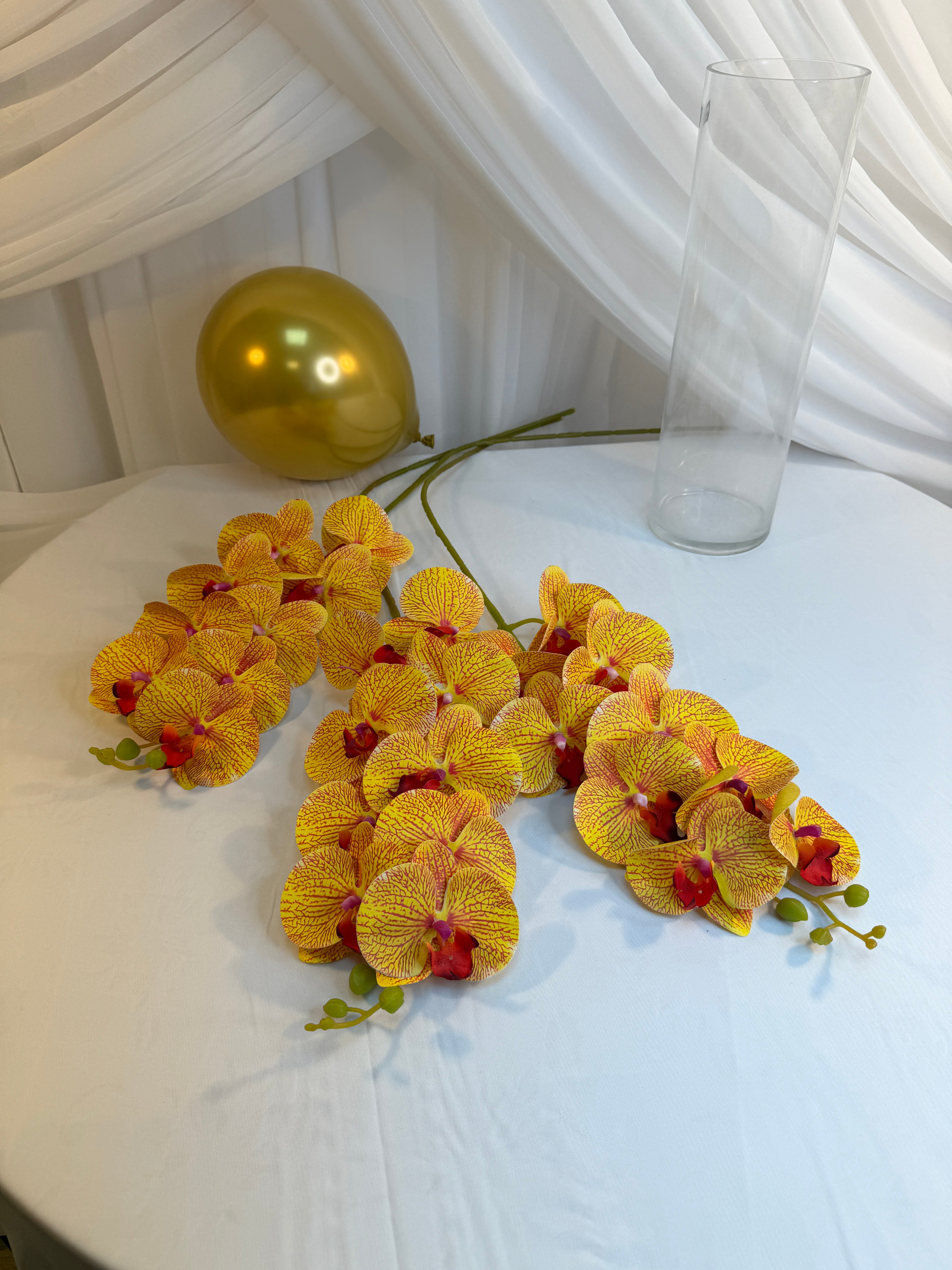 Orhidee artificiala 9 flori 14 Galben-Portocaliu