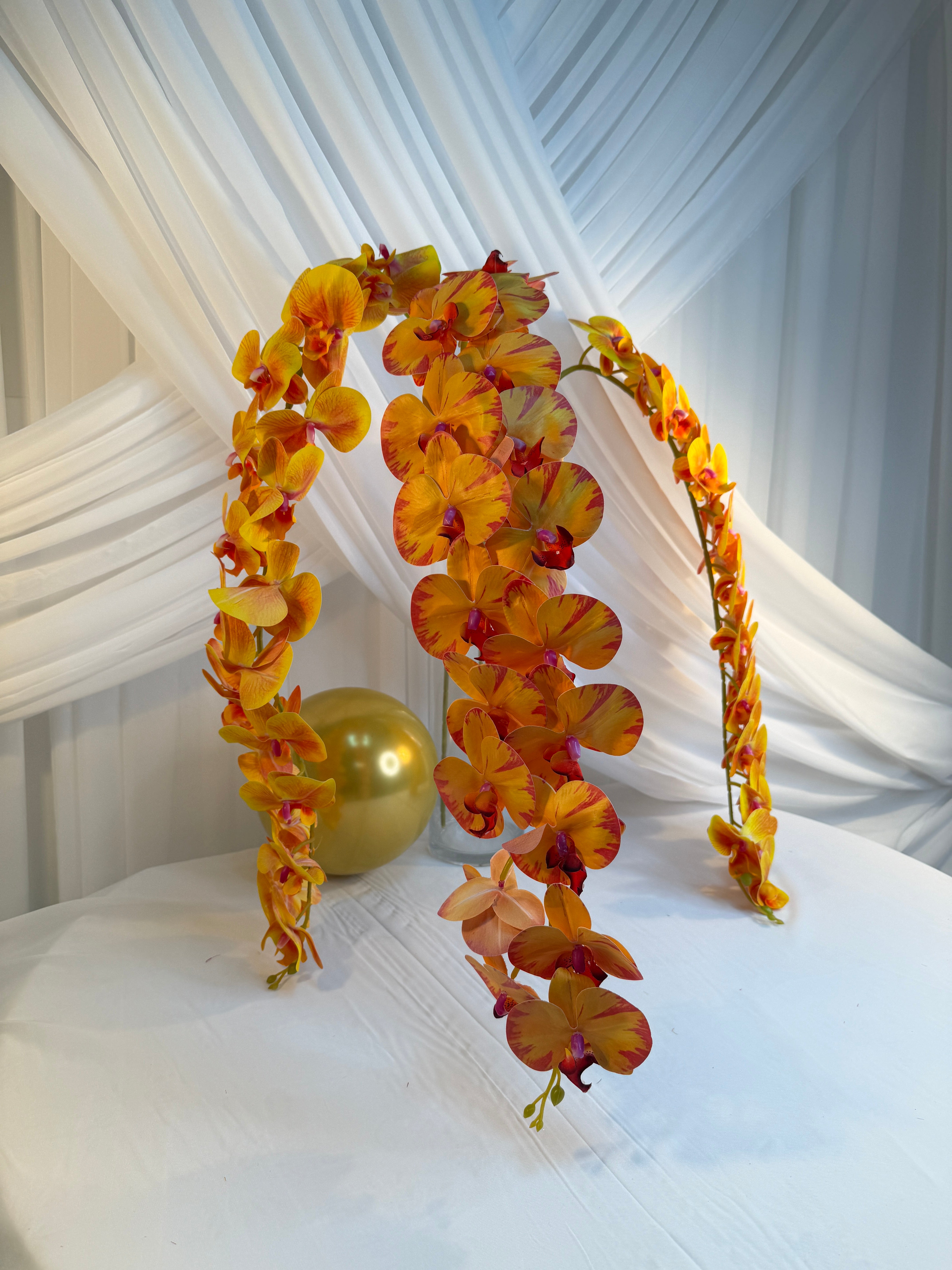 Orhidee artificiala 21 flori 27 Portocaliu