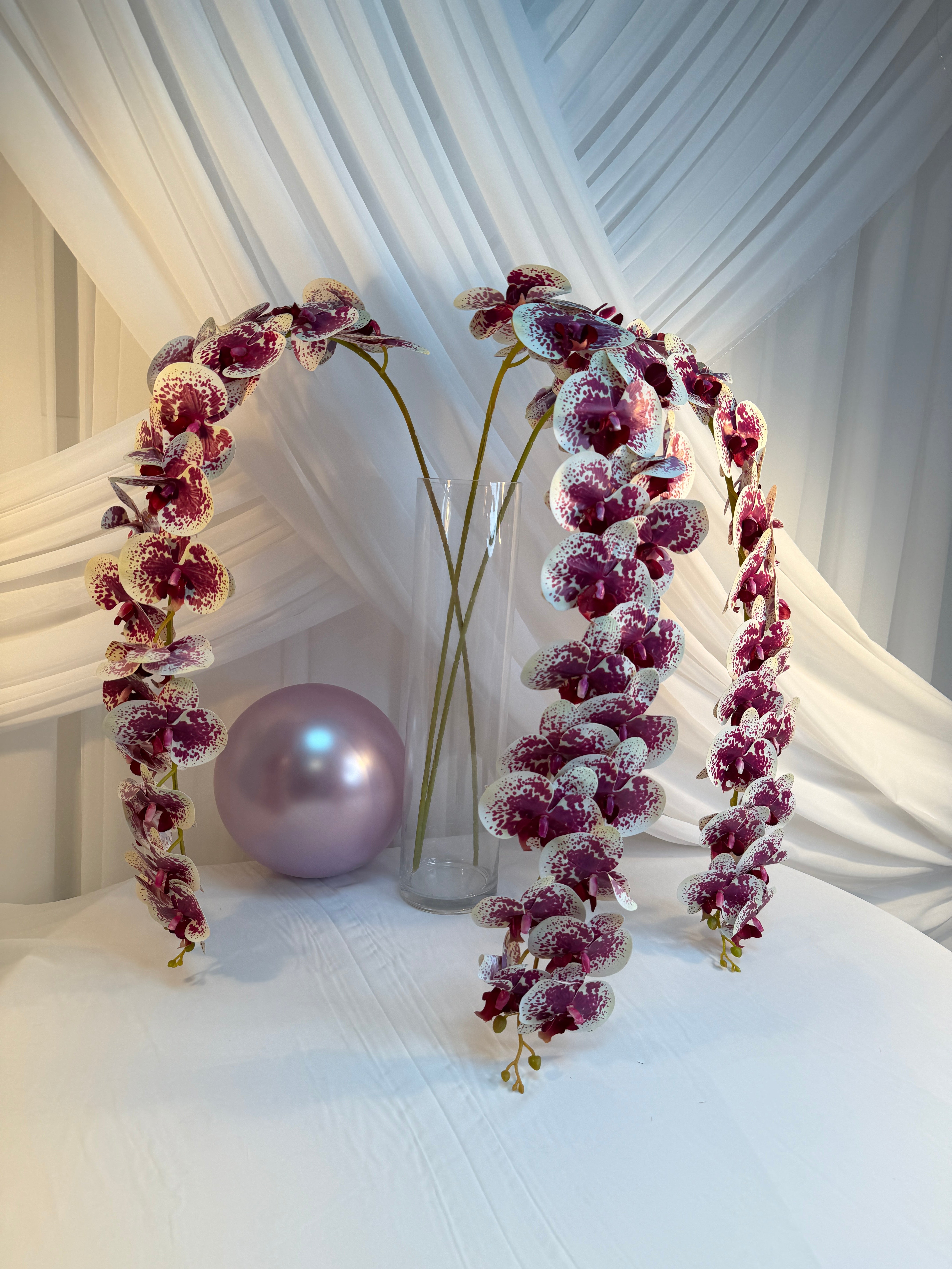 Orhidee artificiala 21 flori 83 Alb-Fuxia