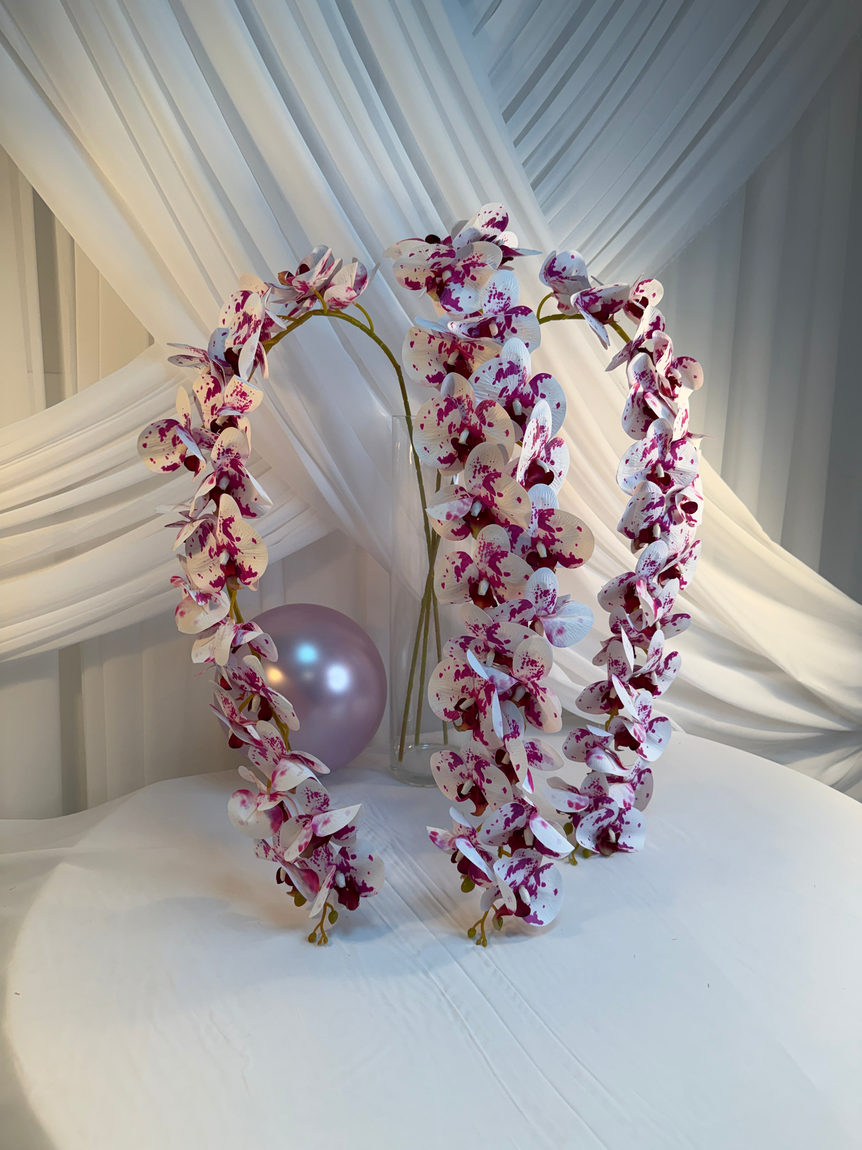 Orhidee artificiala 21 flori 30 Alb-Ciclam