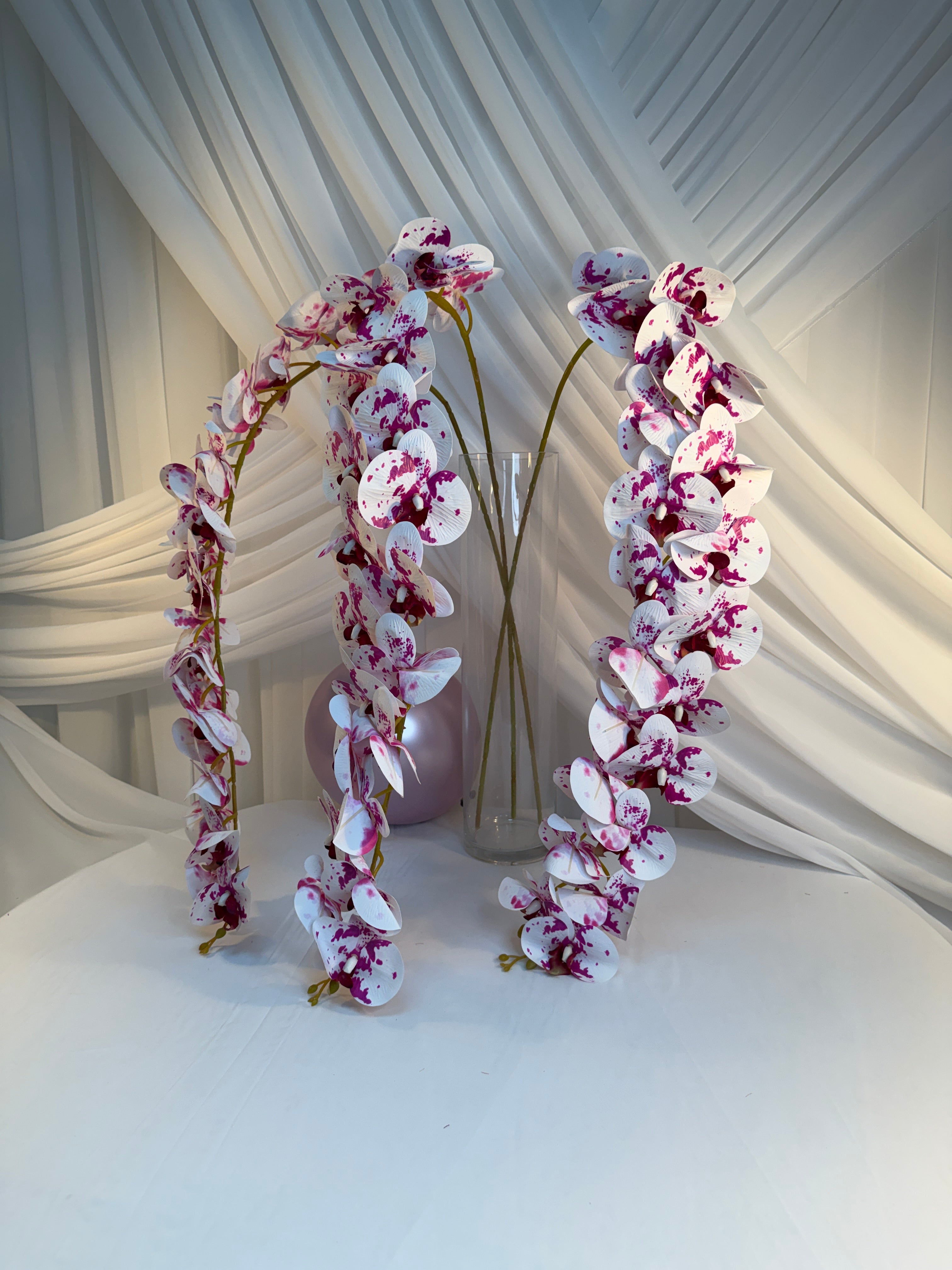 Orhidee artificiala 21 flori 30 Alb-Ciclam