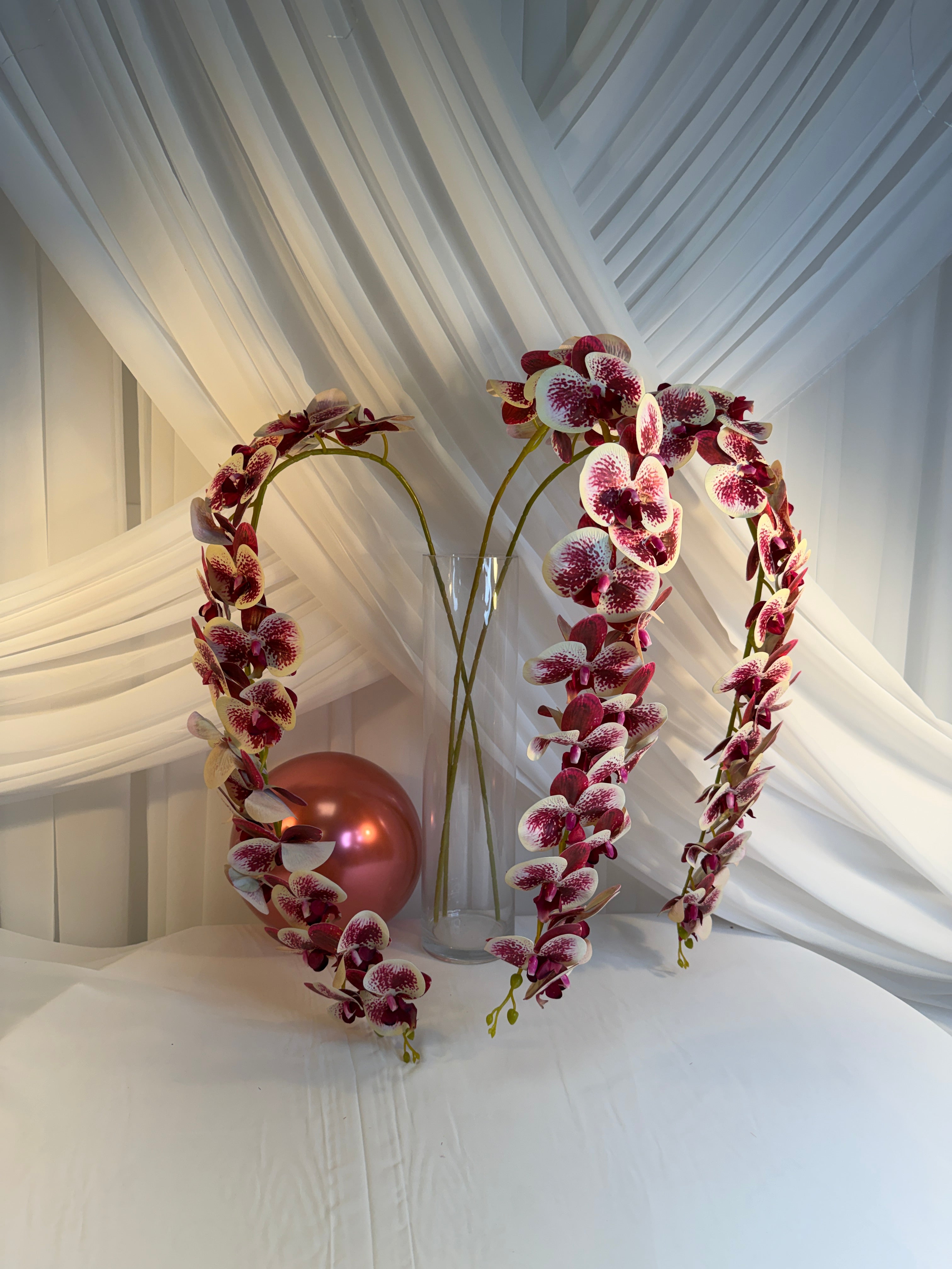 Orhidee artificiala 21 flori 36 Crem-Grena