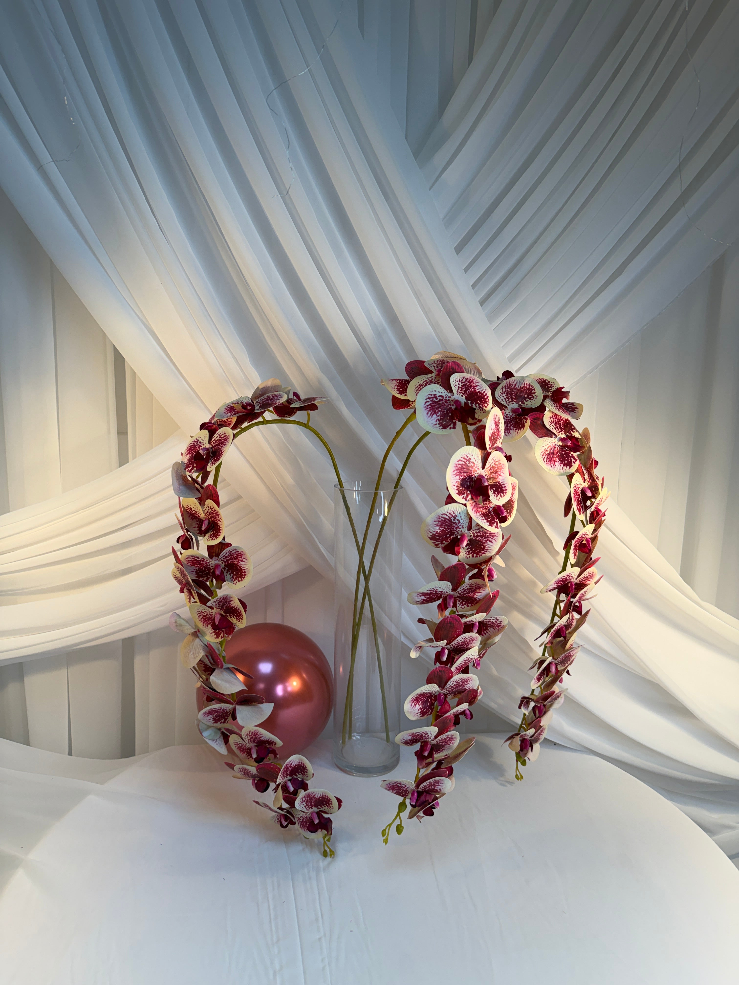 Orhidee artificiala 21 flori 36 Crem-Grena