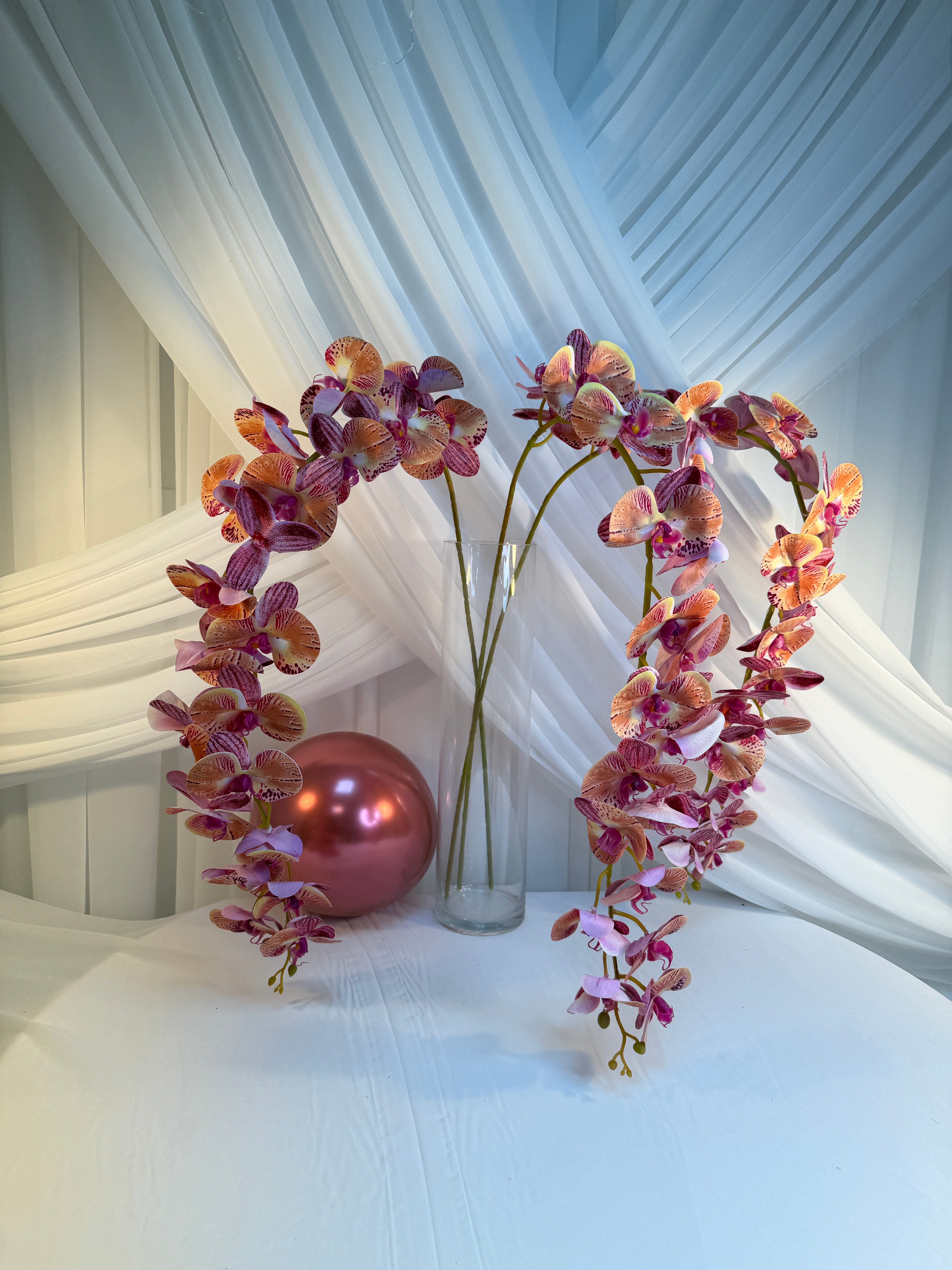 Orhidee artificiala 21 flori 68 Bej-Grena