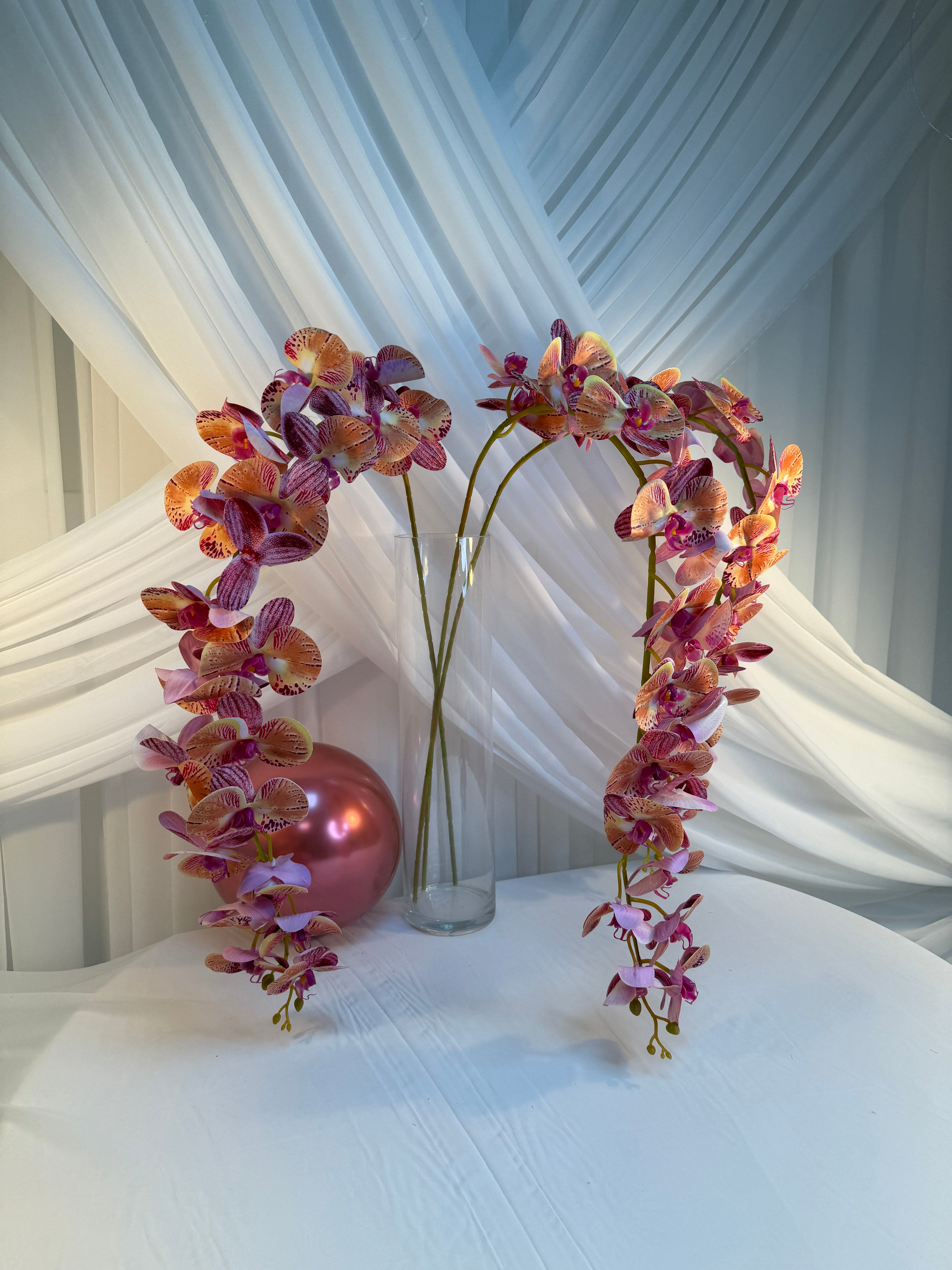 Orhidee artificiala 21 flori 68 Bej-Grena