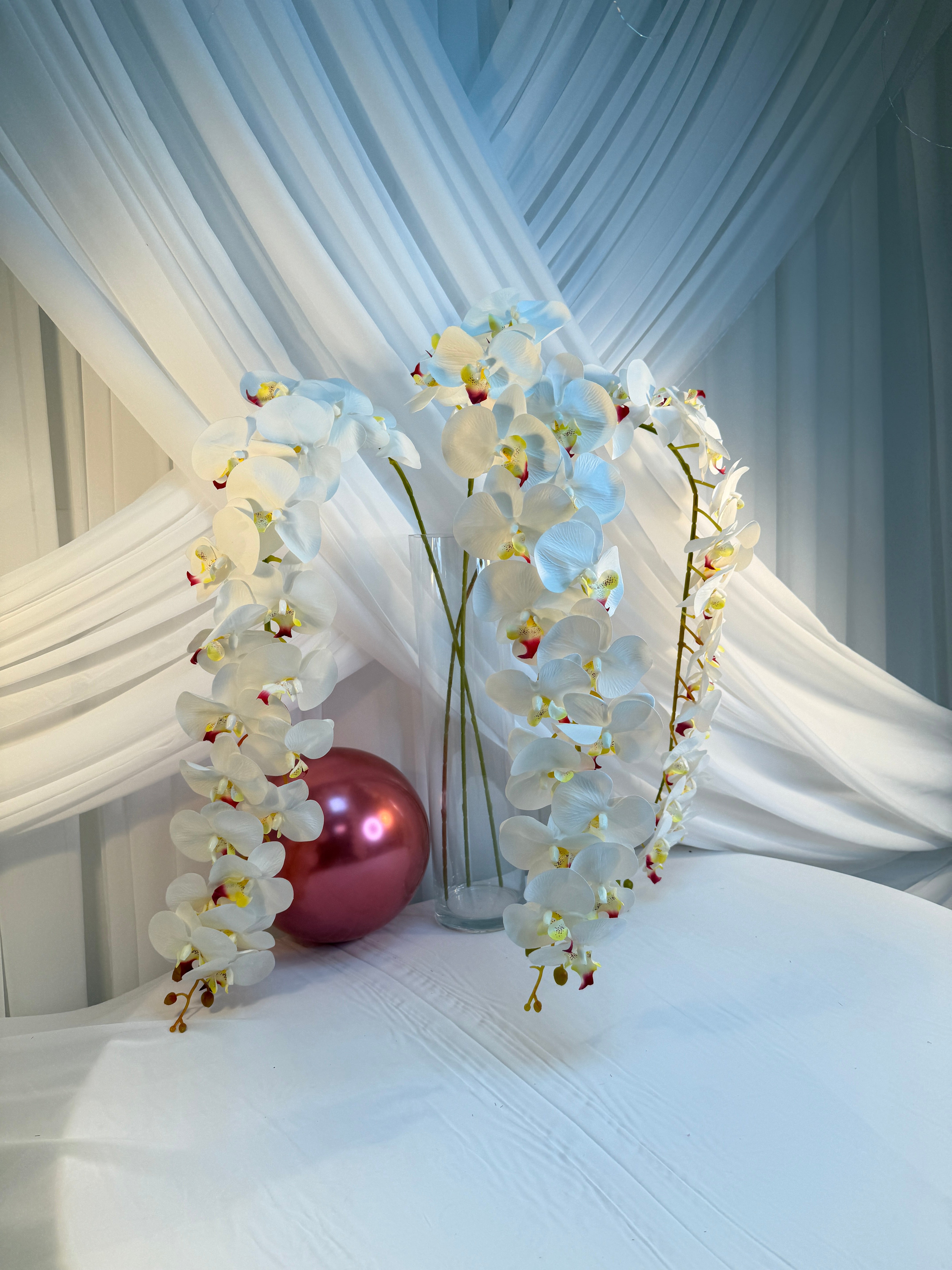Orhidee artificiala 21 flori 72 Alb