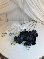 Orhidee Artificiala Textil Alb si Negru