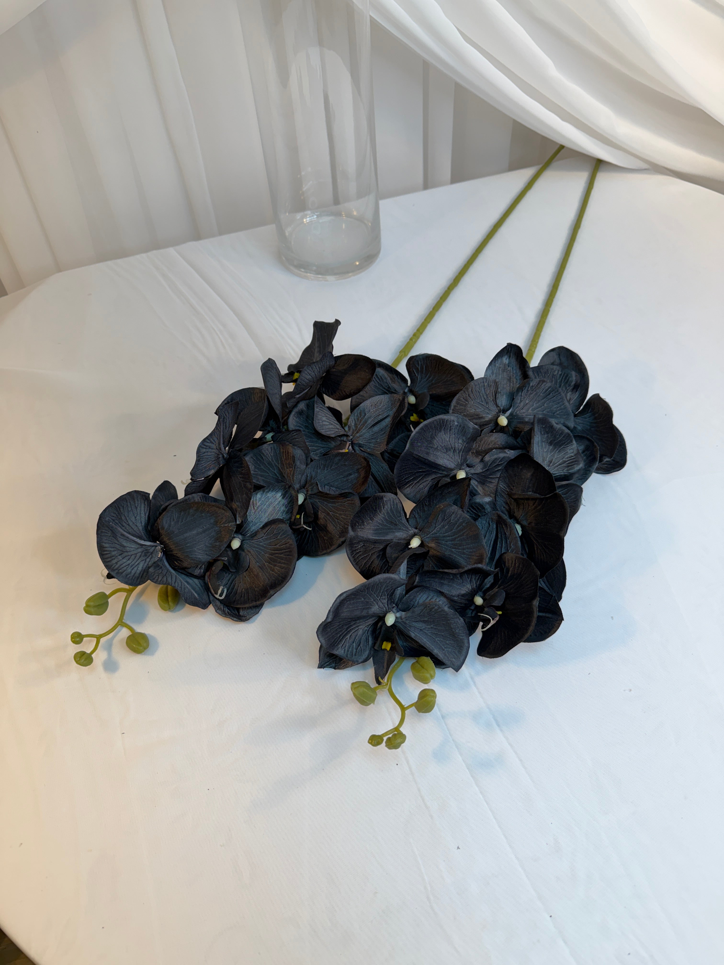 Orhidee Artificiala Textil Alb si Negru
