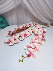 Orhidee artificiala 15 flori 93 Alb-Roz