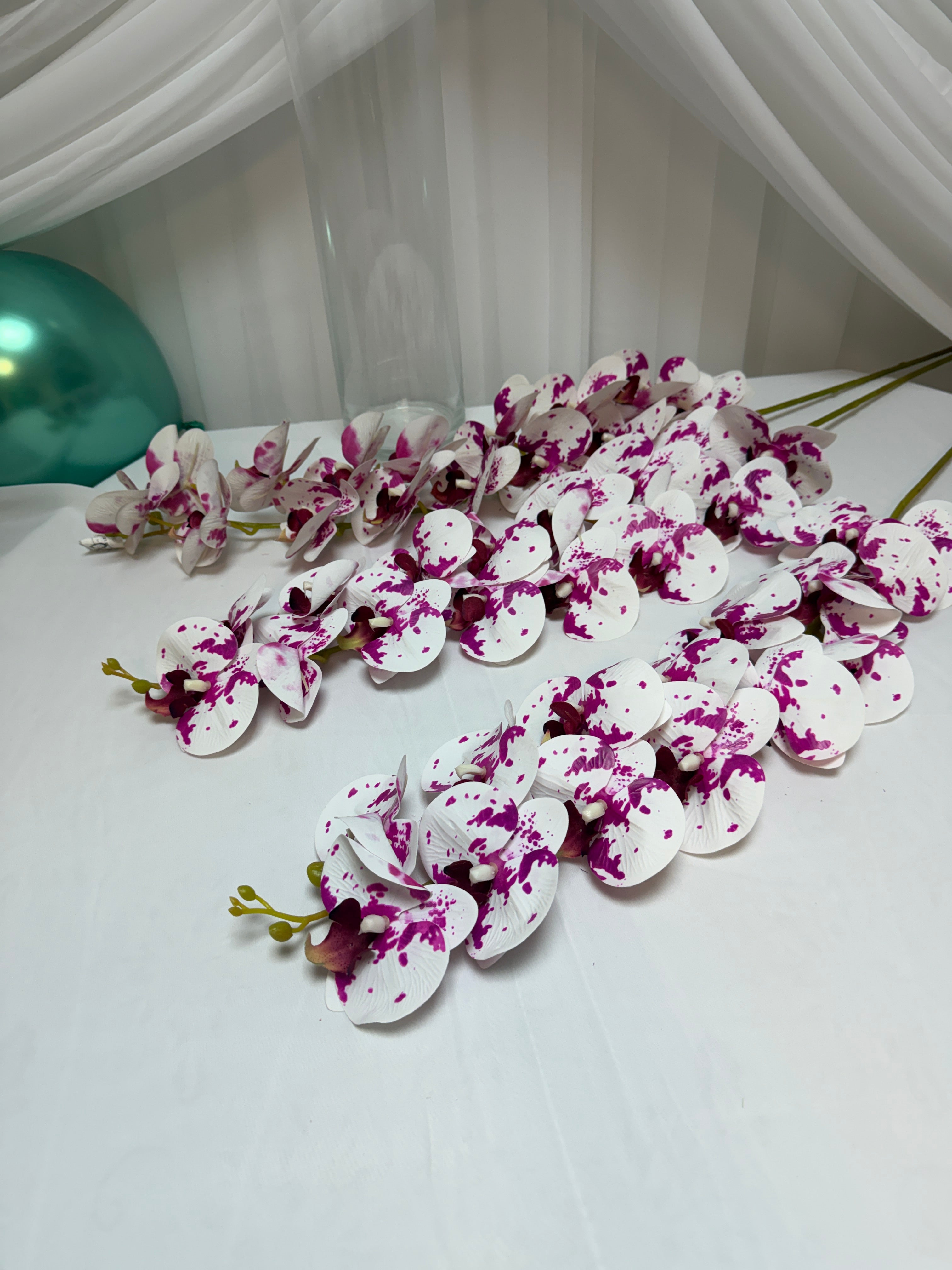 Orhidee artificiala 15 flori 30 Alb-Ciclam