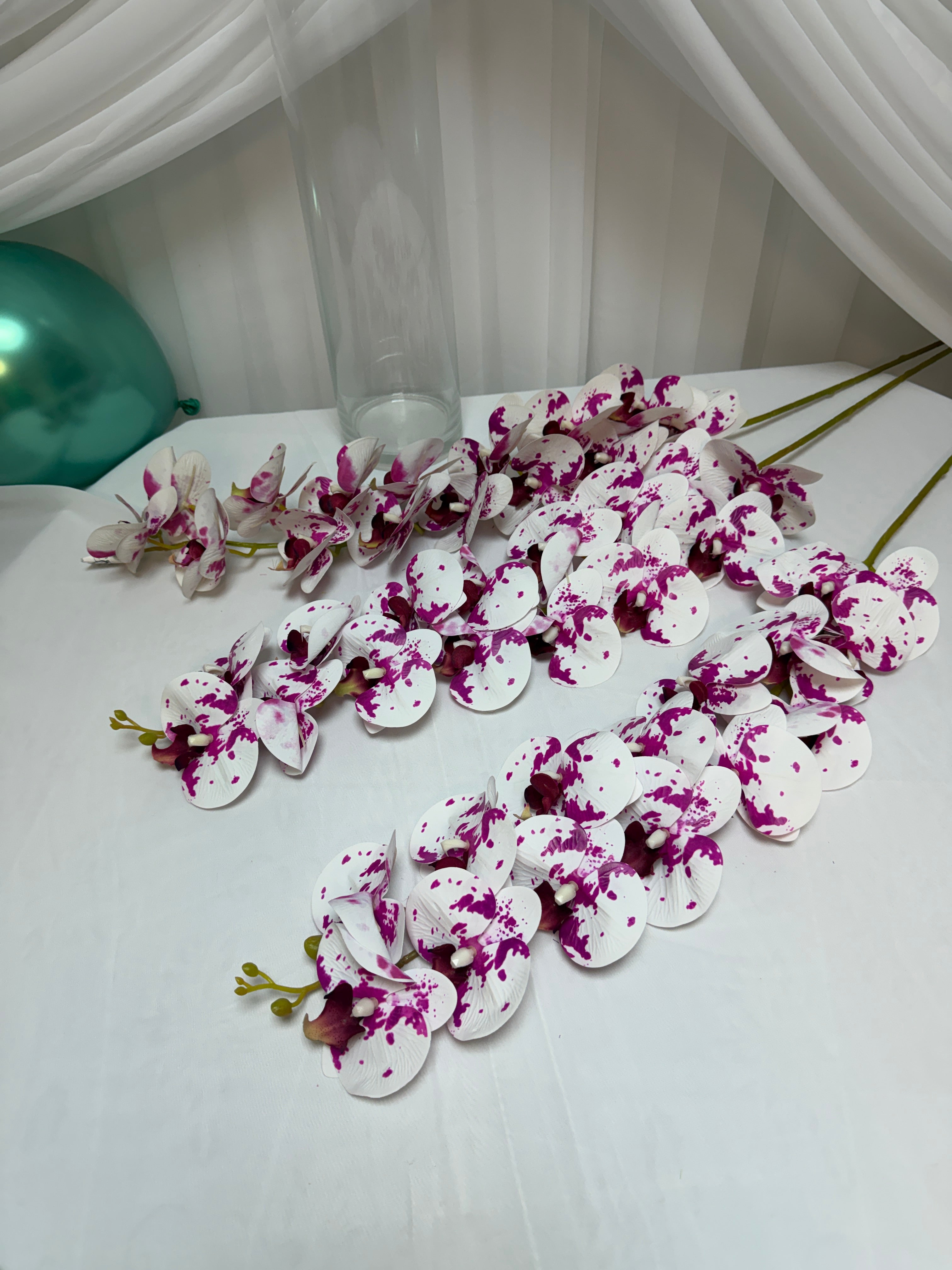 Orhidee artificiala 15 flori 30 Alb-Ciclam