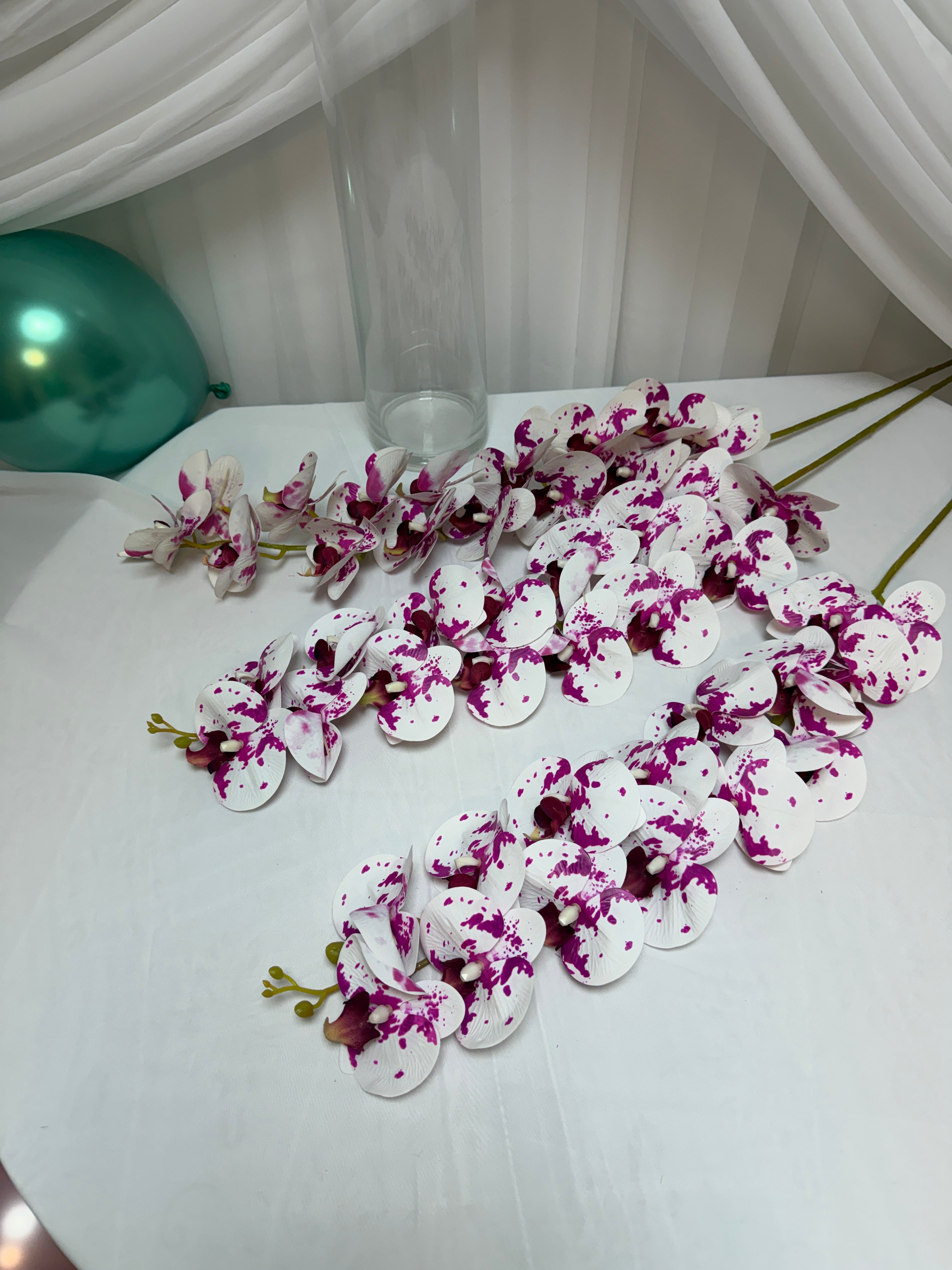 Orhidee artificiala 15 flori 30 Alb-Ciclam