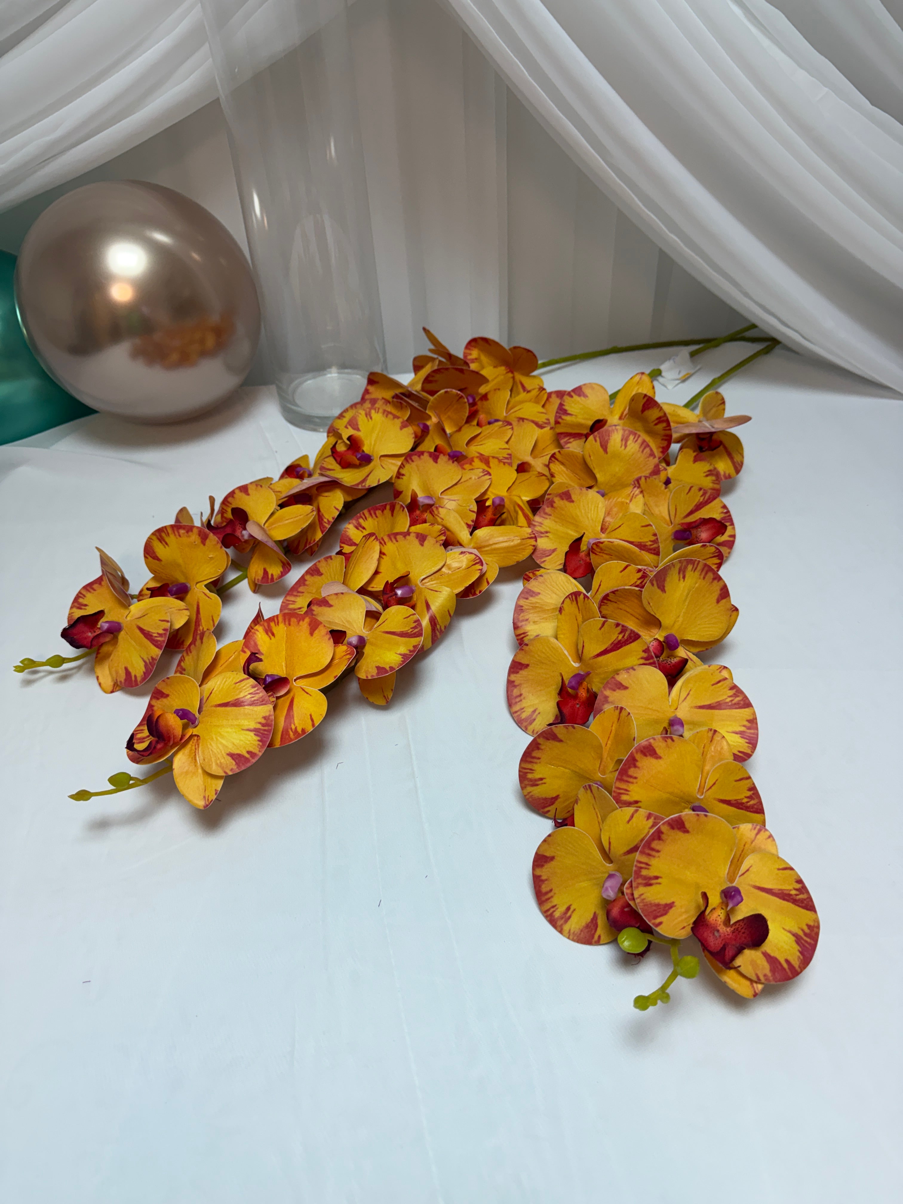 Orhidee artificiala 15 flori 27 Portocaliu