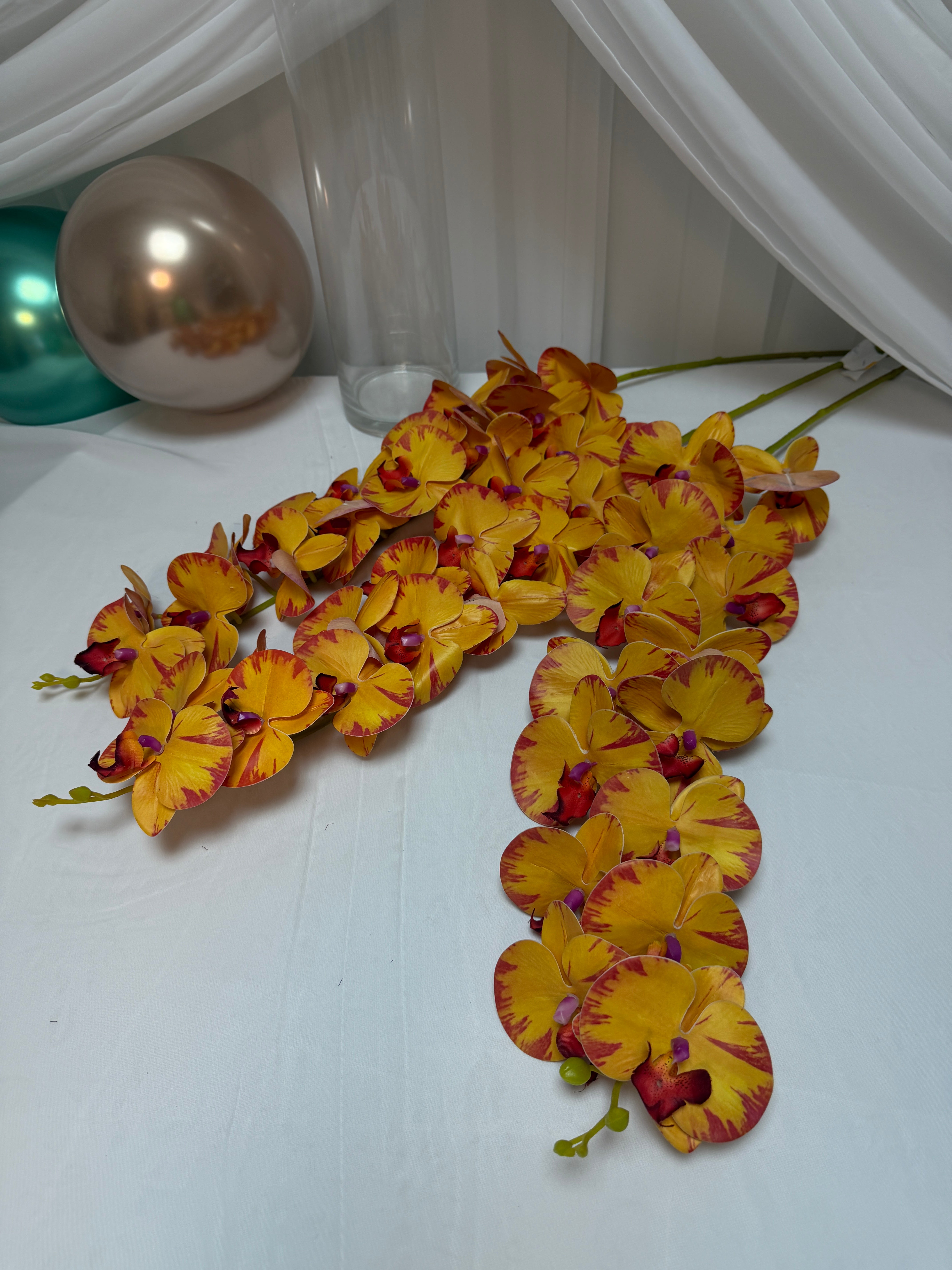 Orhidee artificiala 15 flori 27 Portocaliu