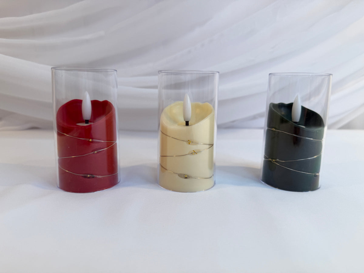 Lumânare LED decorativă în suport transparent Ø5 × 10 cm