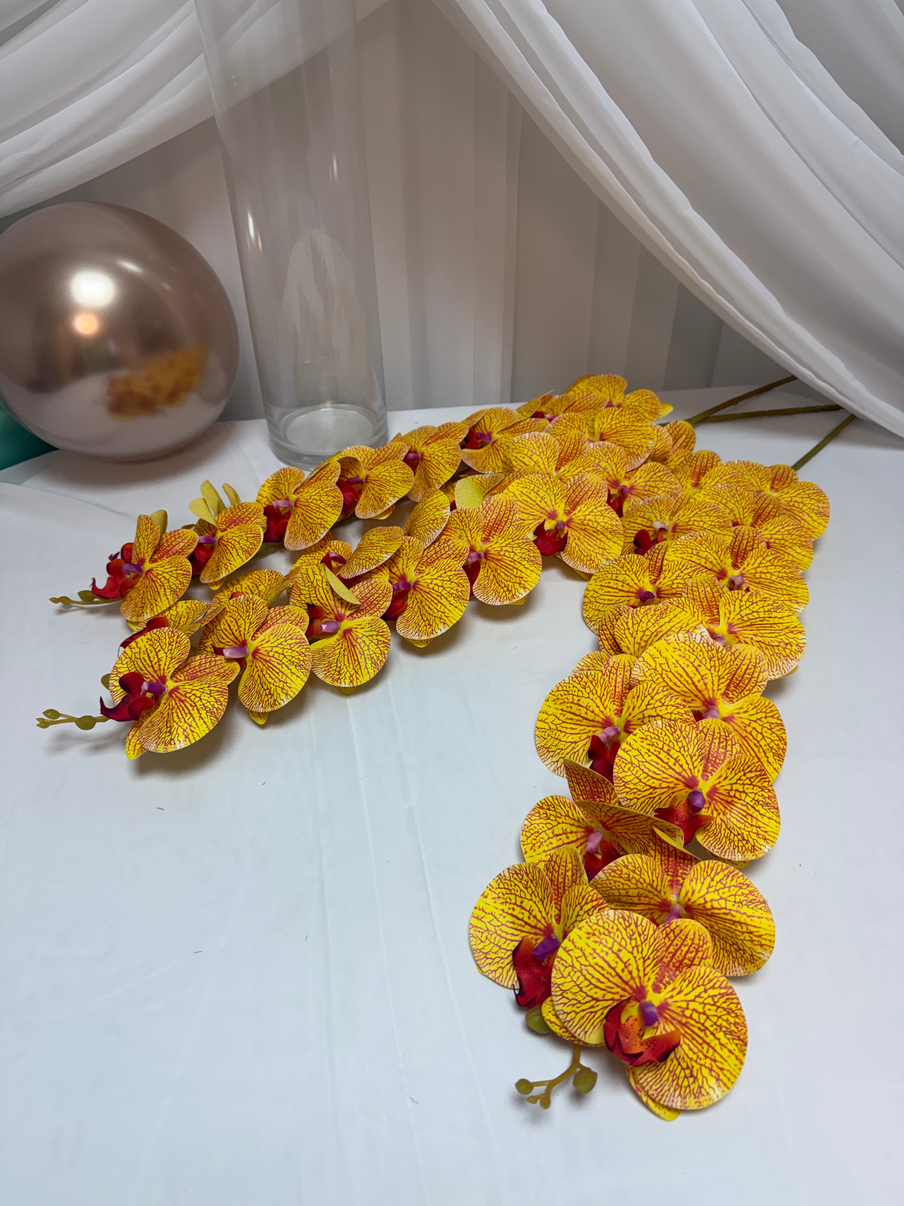 Orhidee artificiala 15 flori 14 Galben-Portocaliu