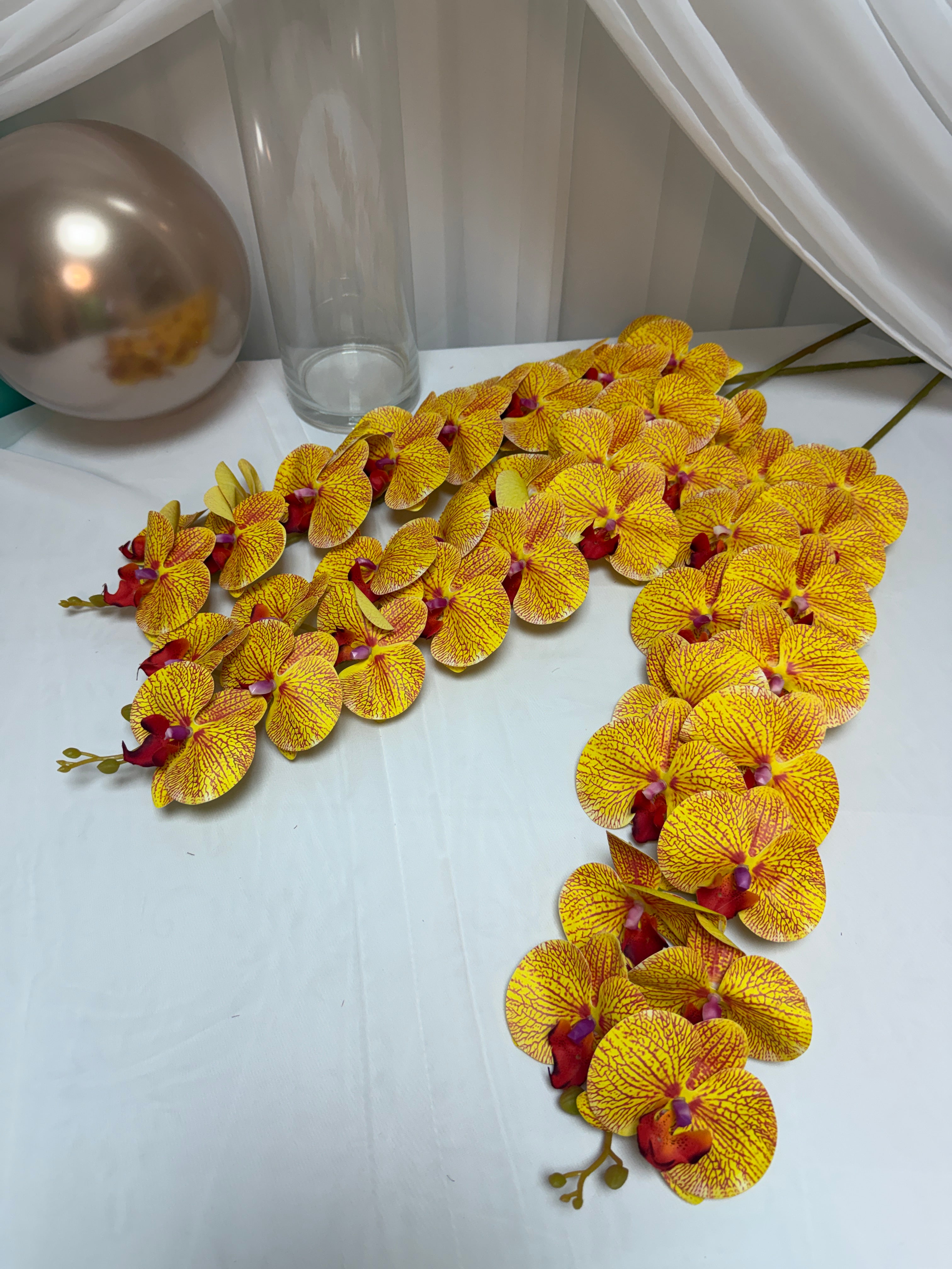 Orhidee artificiala 15 flori 14 Galben-Portocaliu