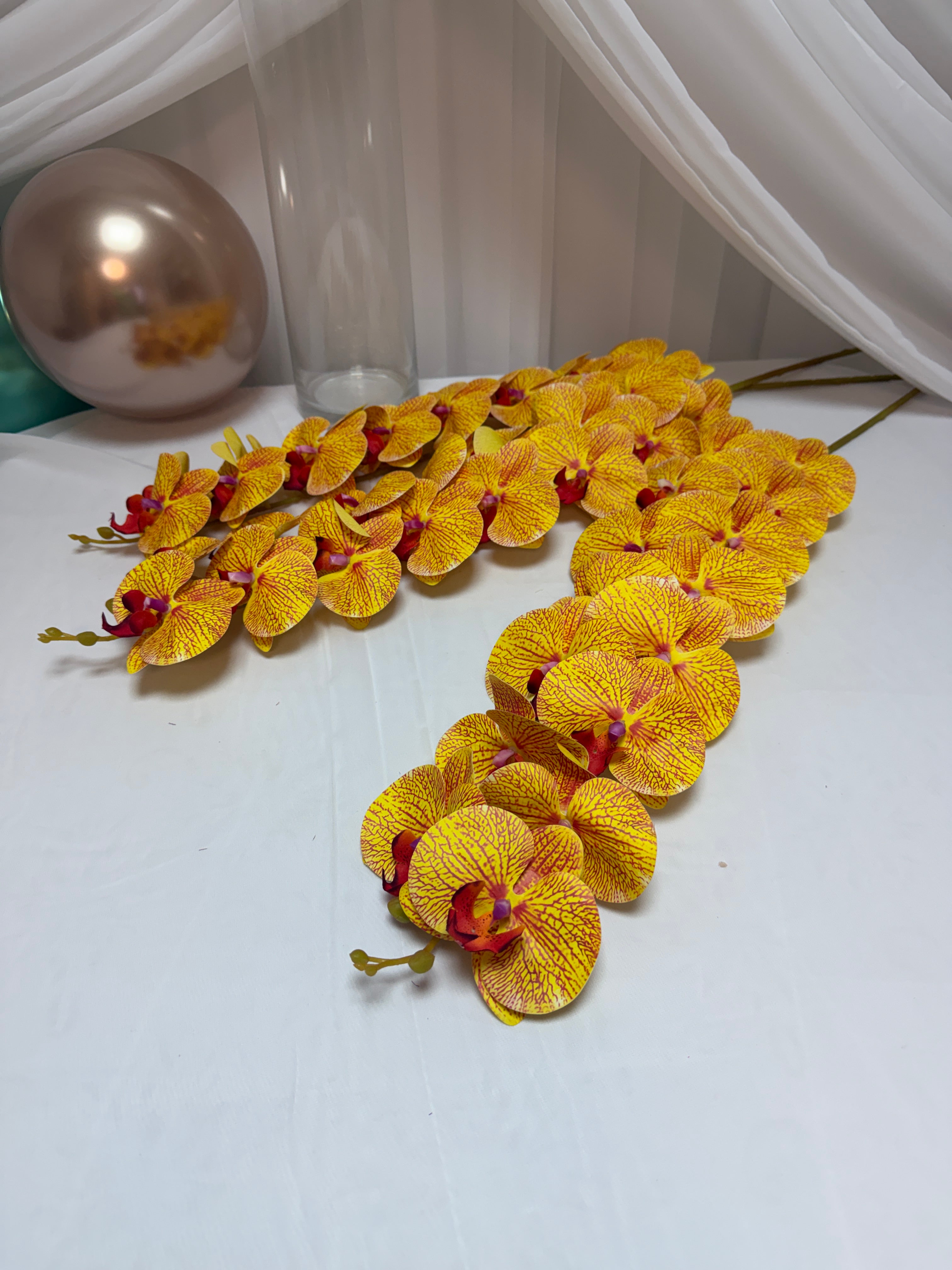 Orhidee artificiala 15 flori 14 Galben-Portocaliu