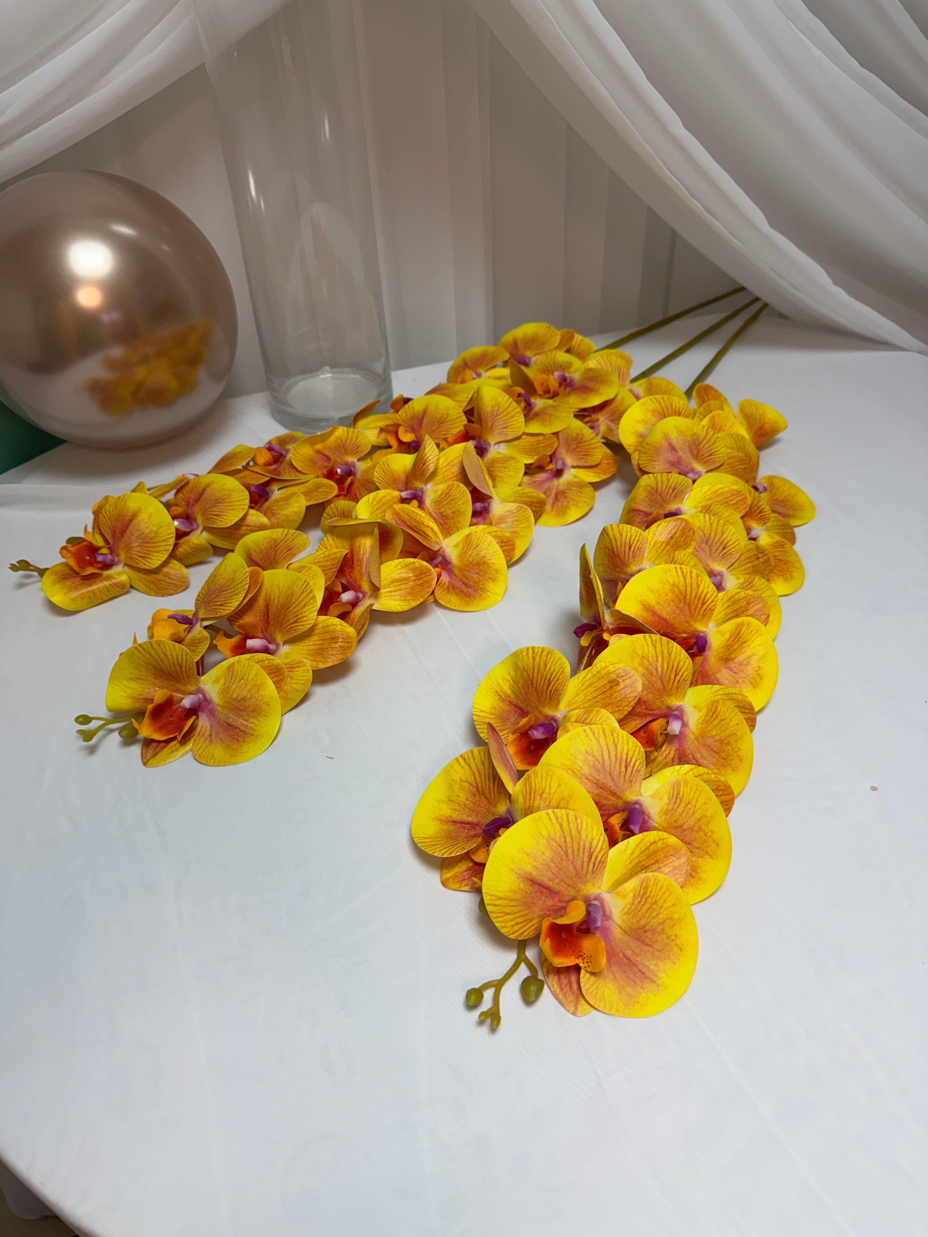 Orhidee artificiala 15 flori 09 Galben-Portocaliu
