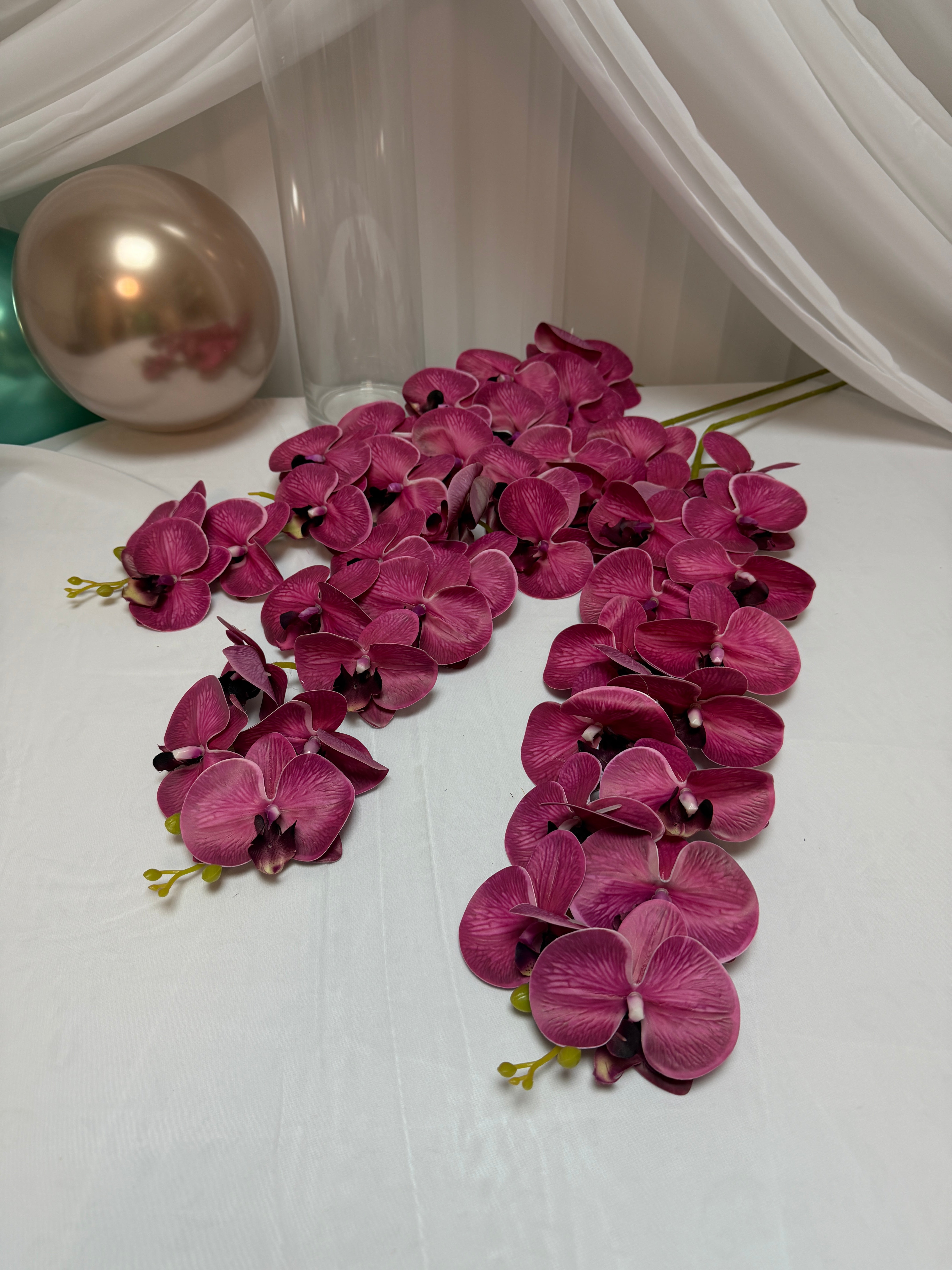 Orhidee artificiala 15 flori 102 Roz Inchis