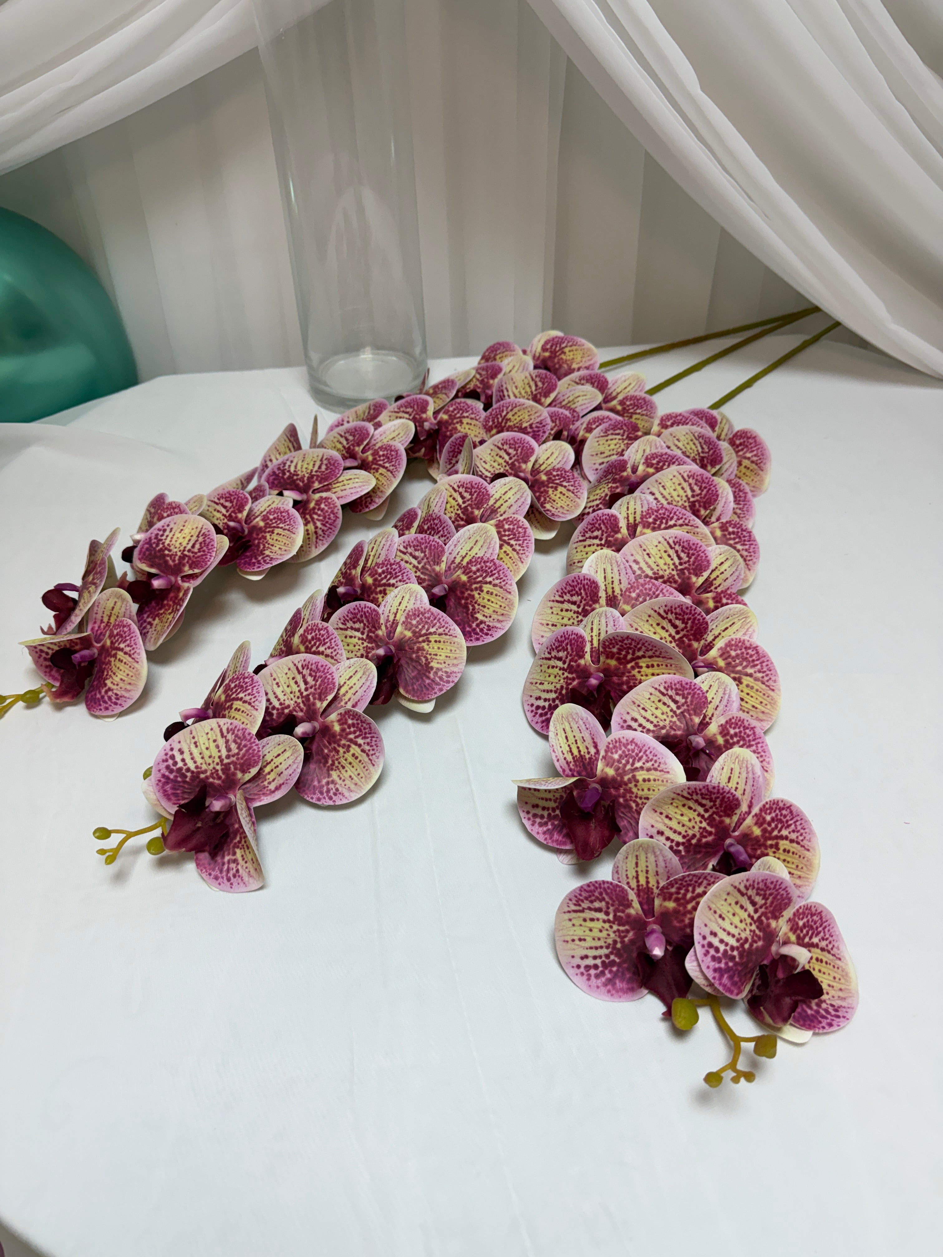 Orhidee artificiala 15 flori 90 Lila-Verde