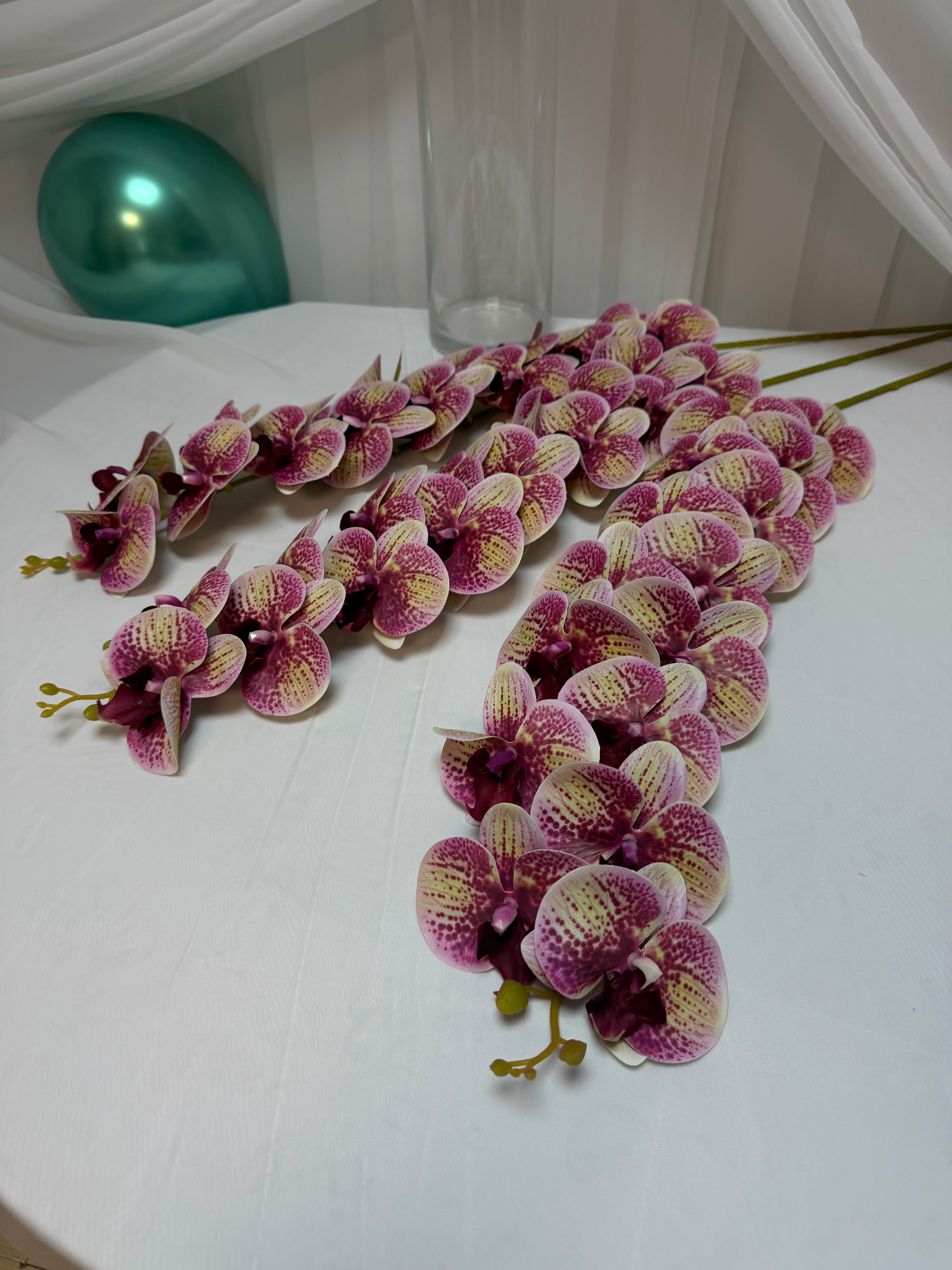 Orhidee artificiala 15 flori 90 Lila-Verde