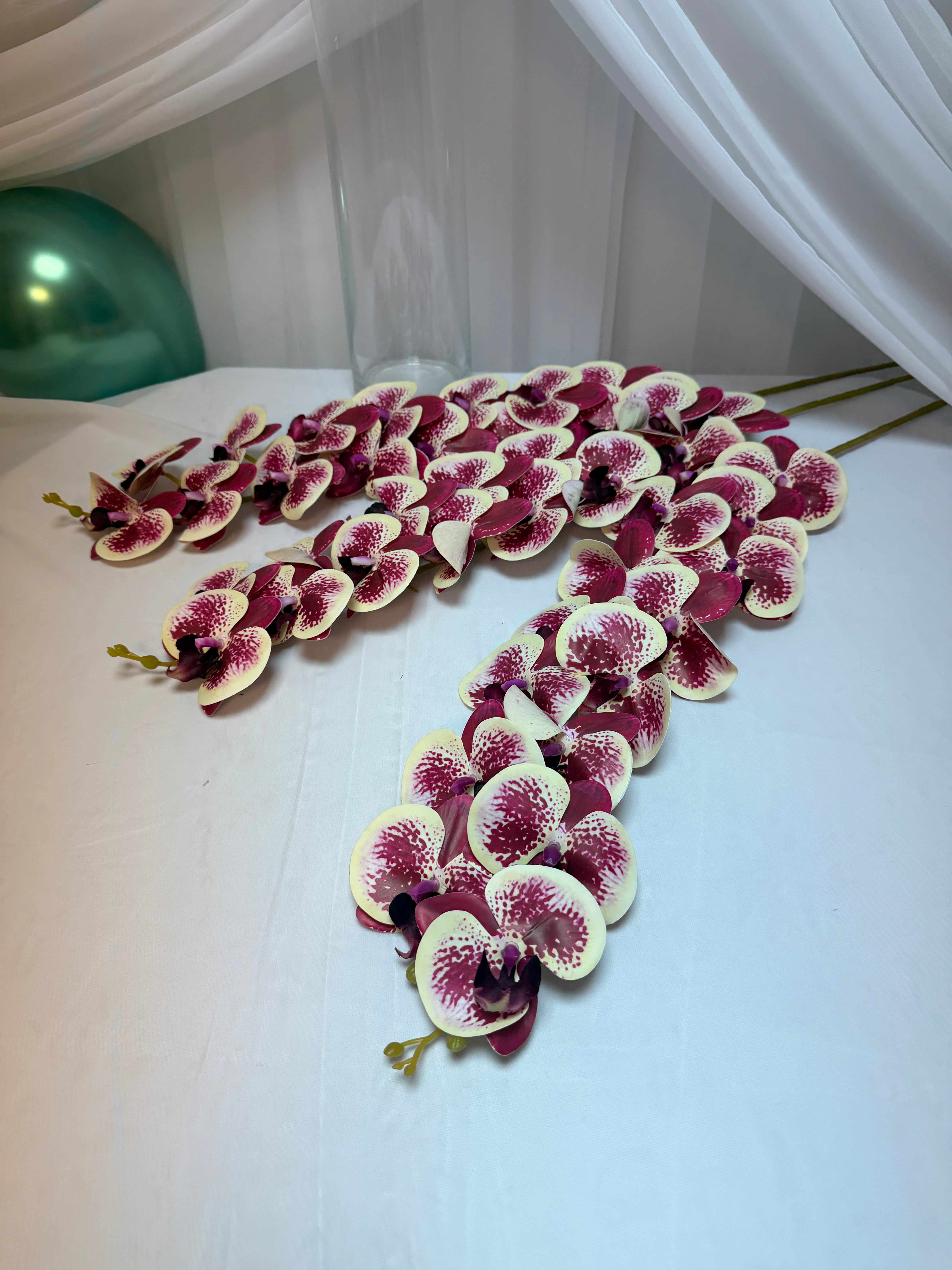 Orhidee artificiala 15 flori 36 Crem-Grena