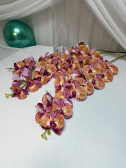 Orhidee artificiala 15 flori 68 Bej-Grena