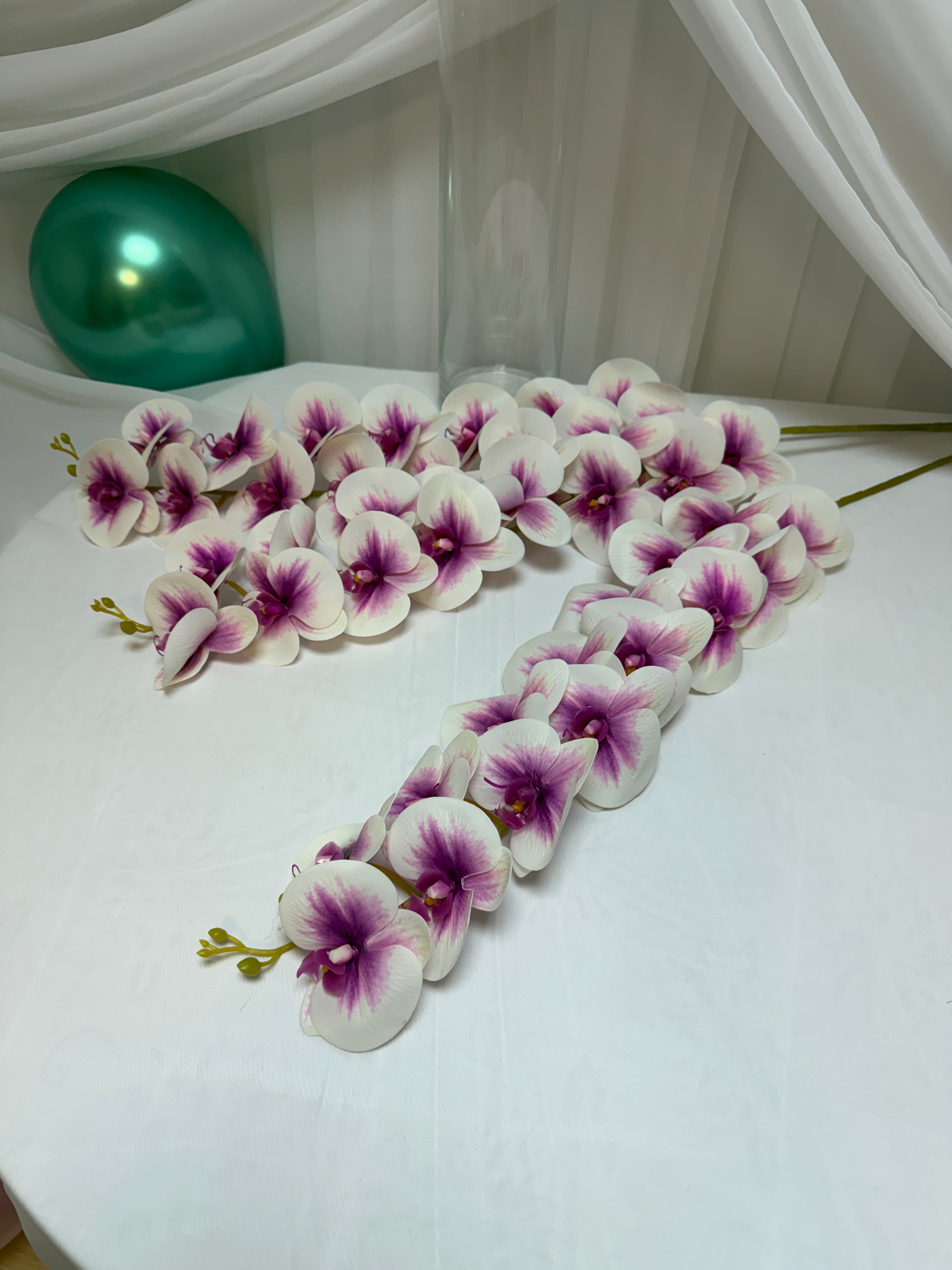 Orhidee artificiala 15 flori 61 Alb-Lila