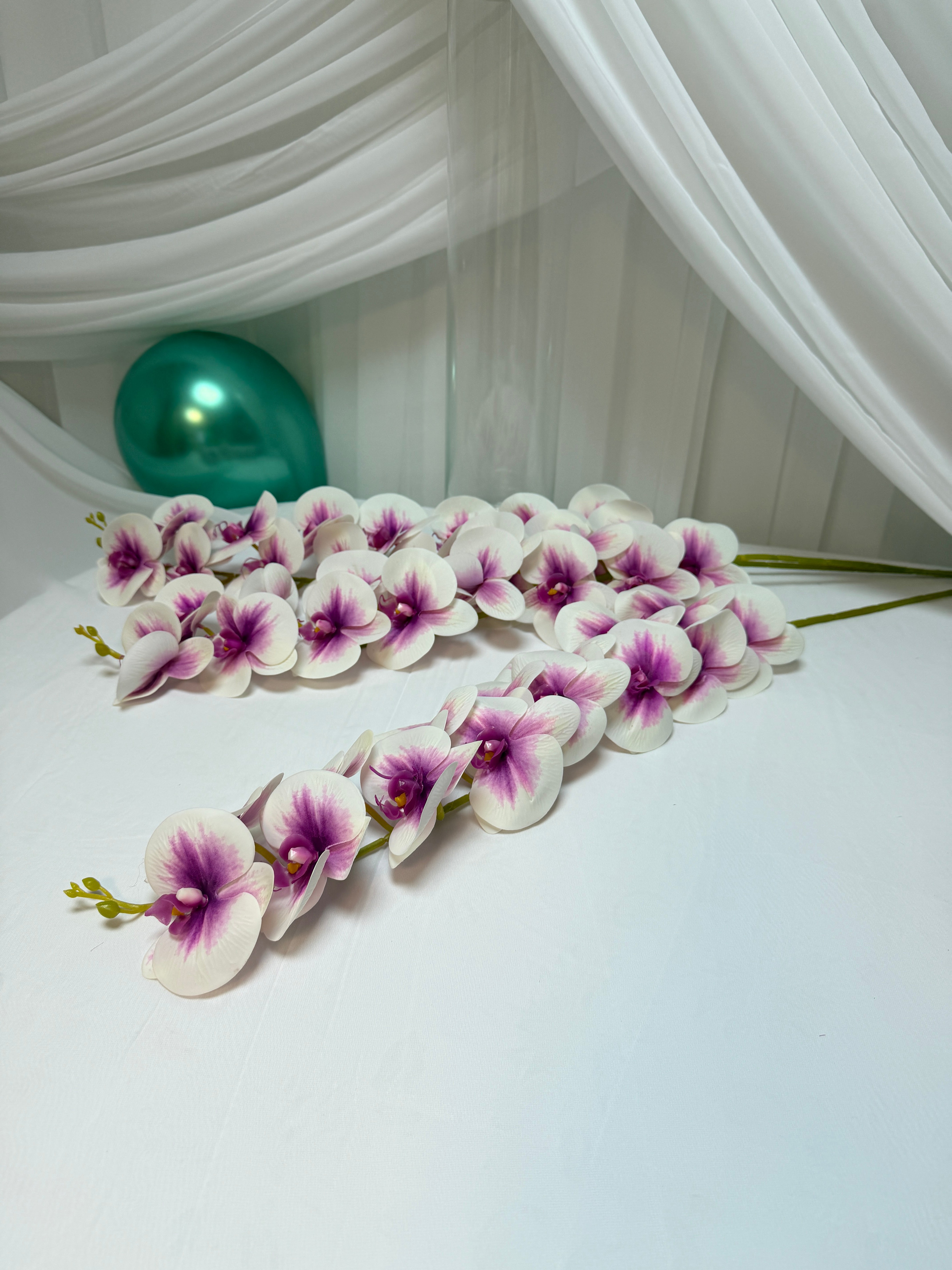 Orhidee artificiala 15 flori 61 Alb-Lila