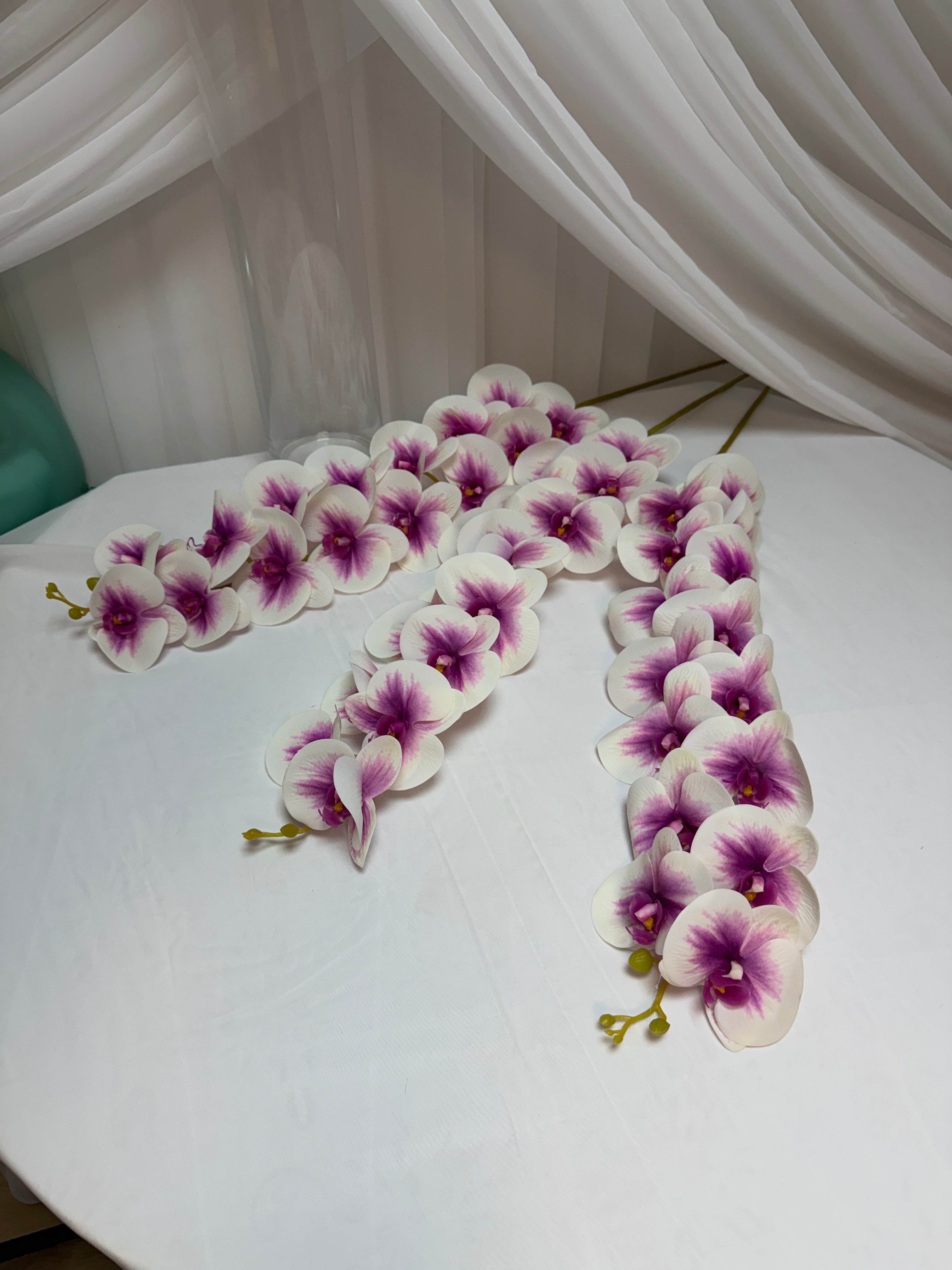 Orhidee artificiala 15 flori 61 Alb-Lila