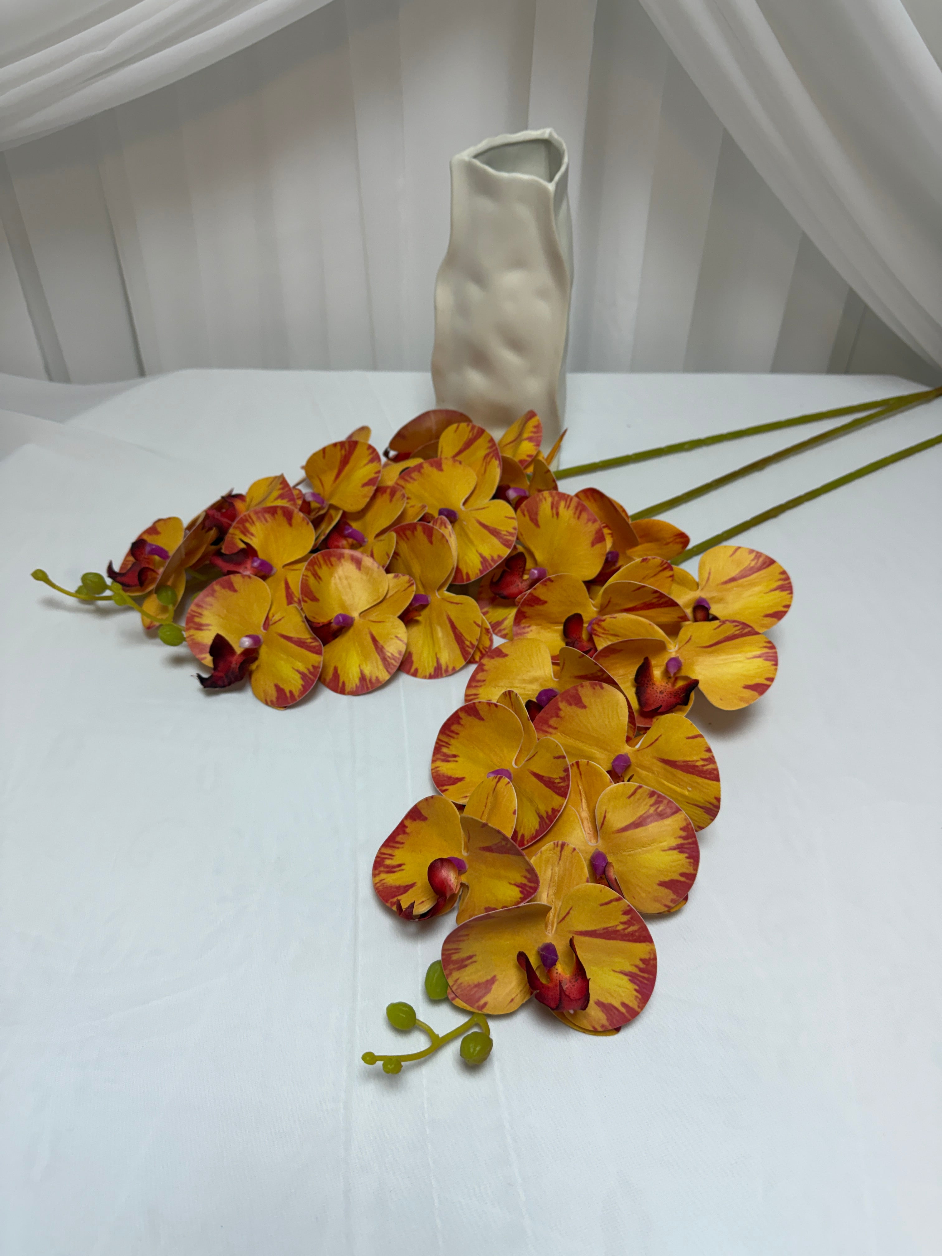 Orhidee artificiala 9 flori 27 Portocaliu