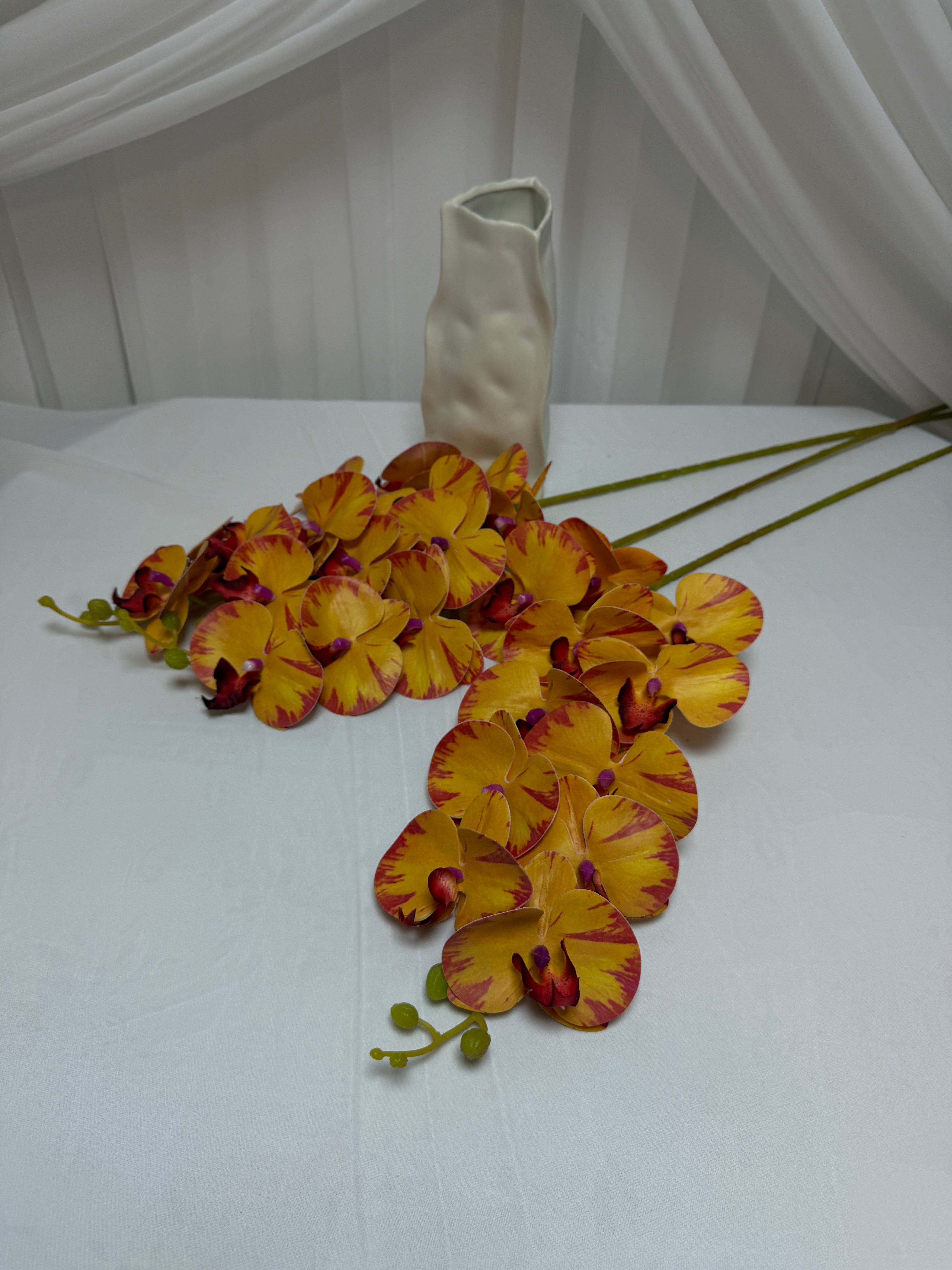 Orhidee artificiala 9 flori 27 Portocaliu