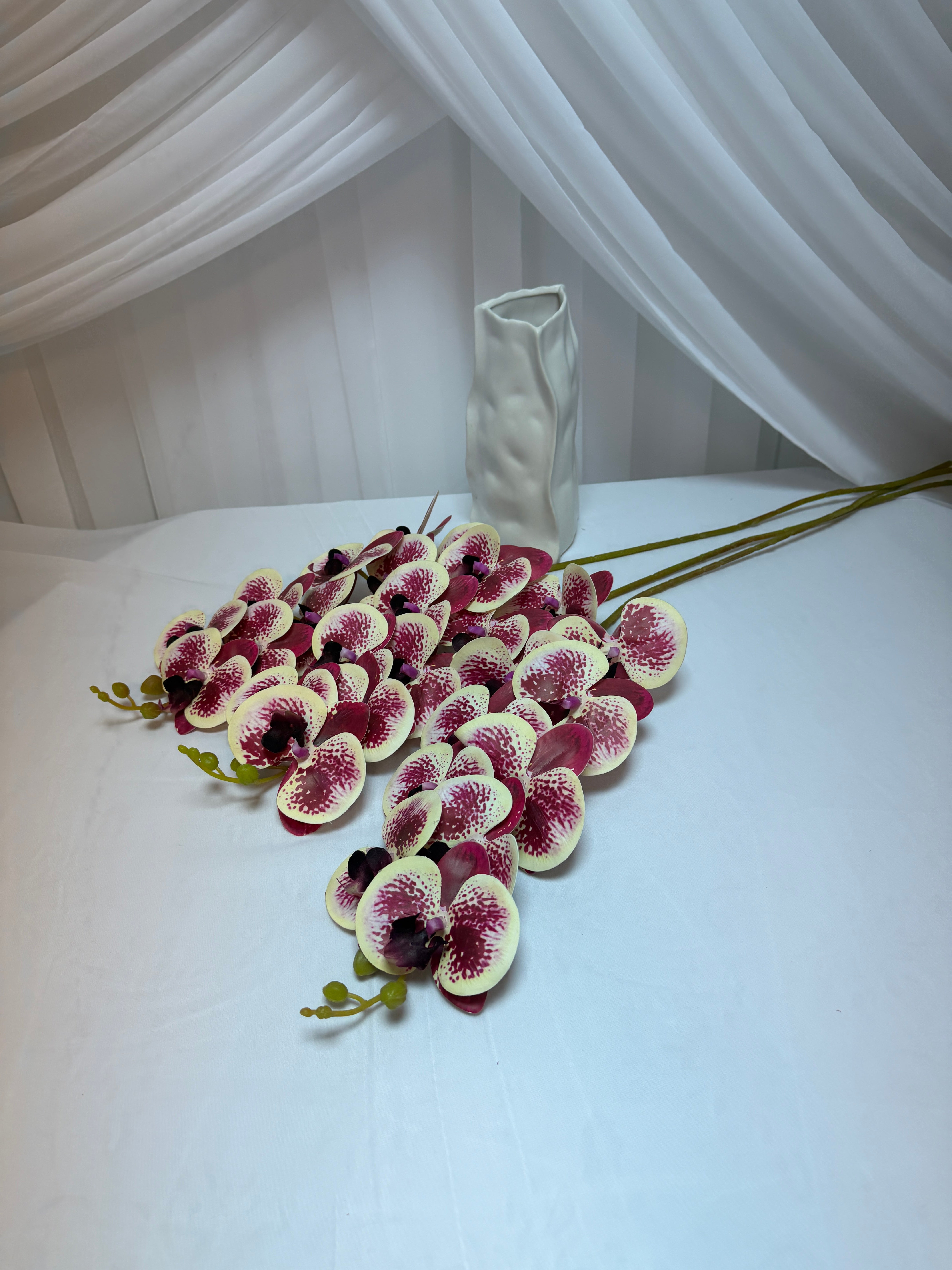 Orhidee artificiala 9 flori 36 Crem-Grena
