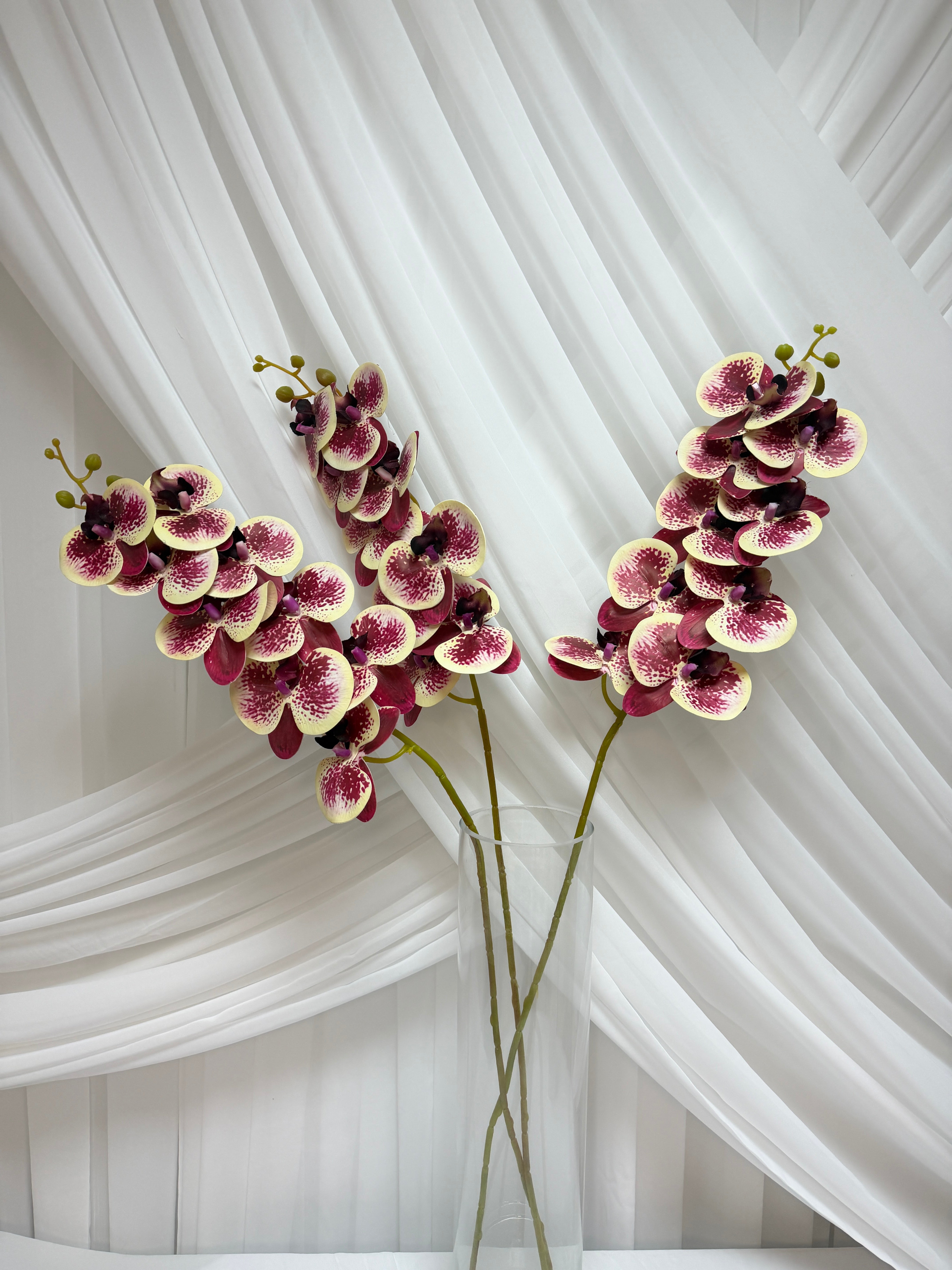 Orhidee artificiala 9 flori 36 Crem-Grena