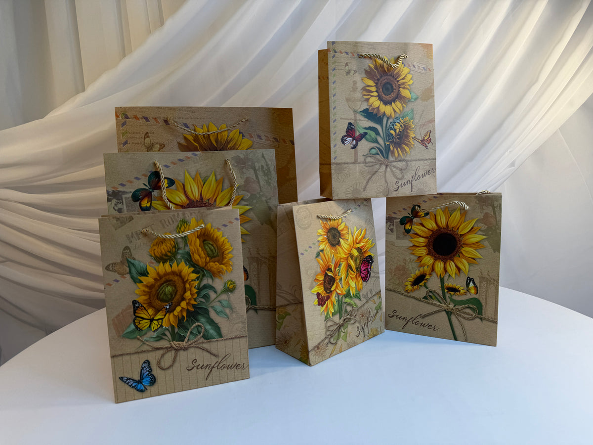 Pungi Cadou Floarea soarelui Rustic 12/set