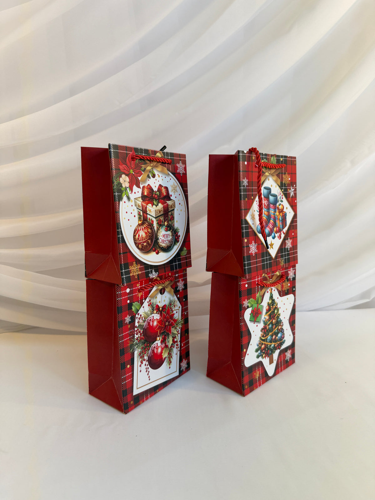 Pungi Cadou Craciun Carouri Eticheta 12/set 12x14x6cm