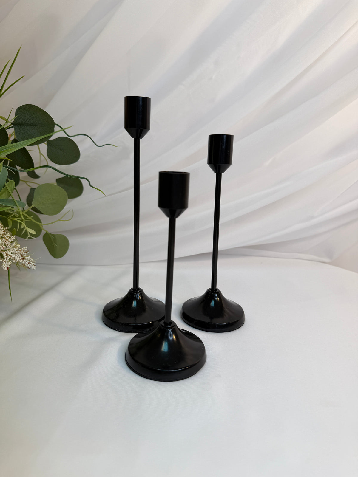 Suport Lumanare Cu Picior 3/set Negru Mic 0615