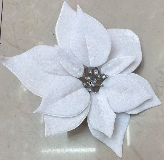 Floarea Craciunului Artificiala Capete Mari 10/set Alb