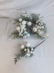 Crengute Craciun  Tuia Nins Cu Scoruse si 2 Mere Alb 10/set