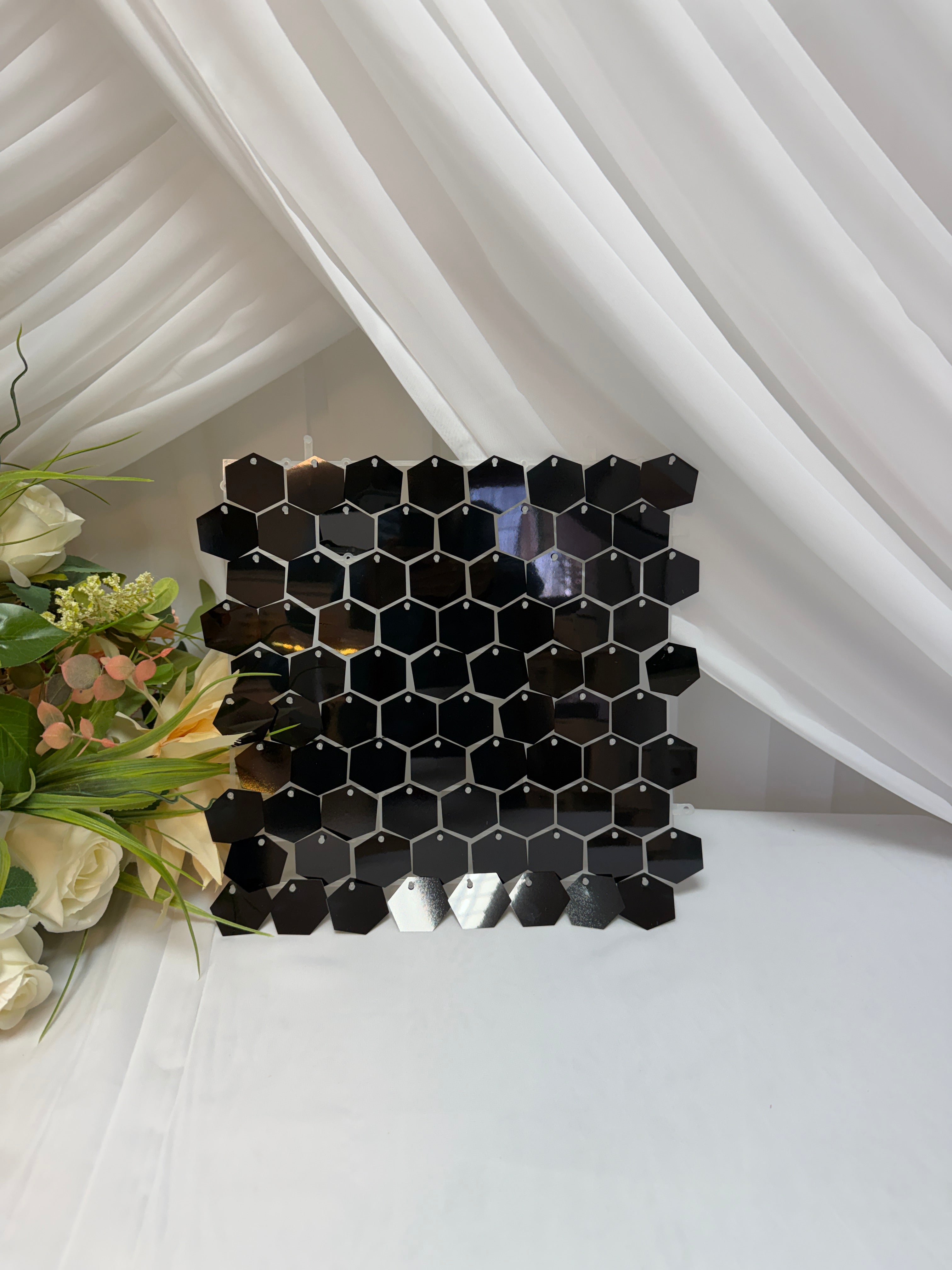 Panou Fundal Paiete Hexagon 30x30cm Negru