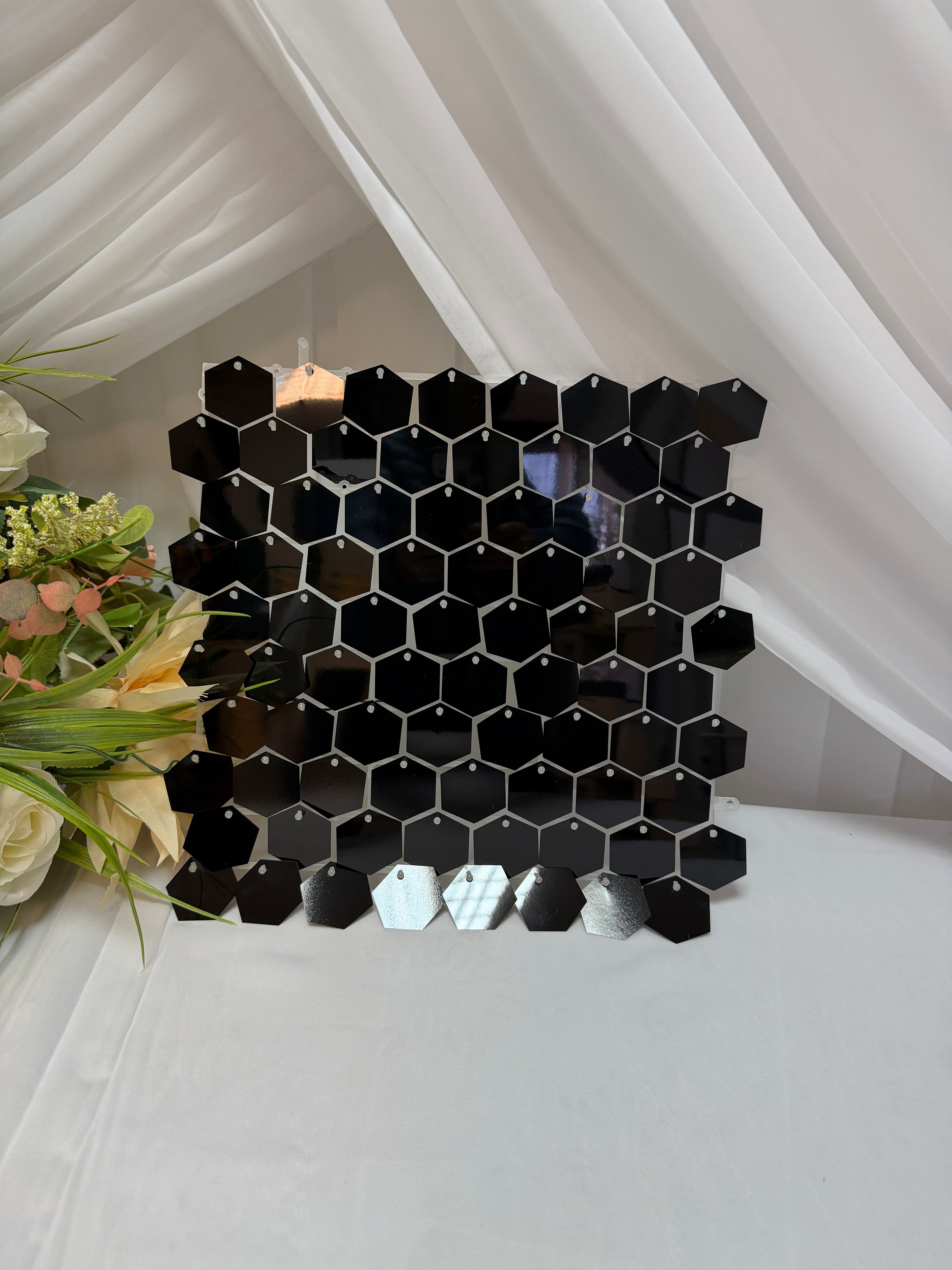 Panou Fundal Paiete Hexagon 30x30cm Negru