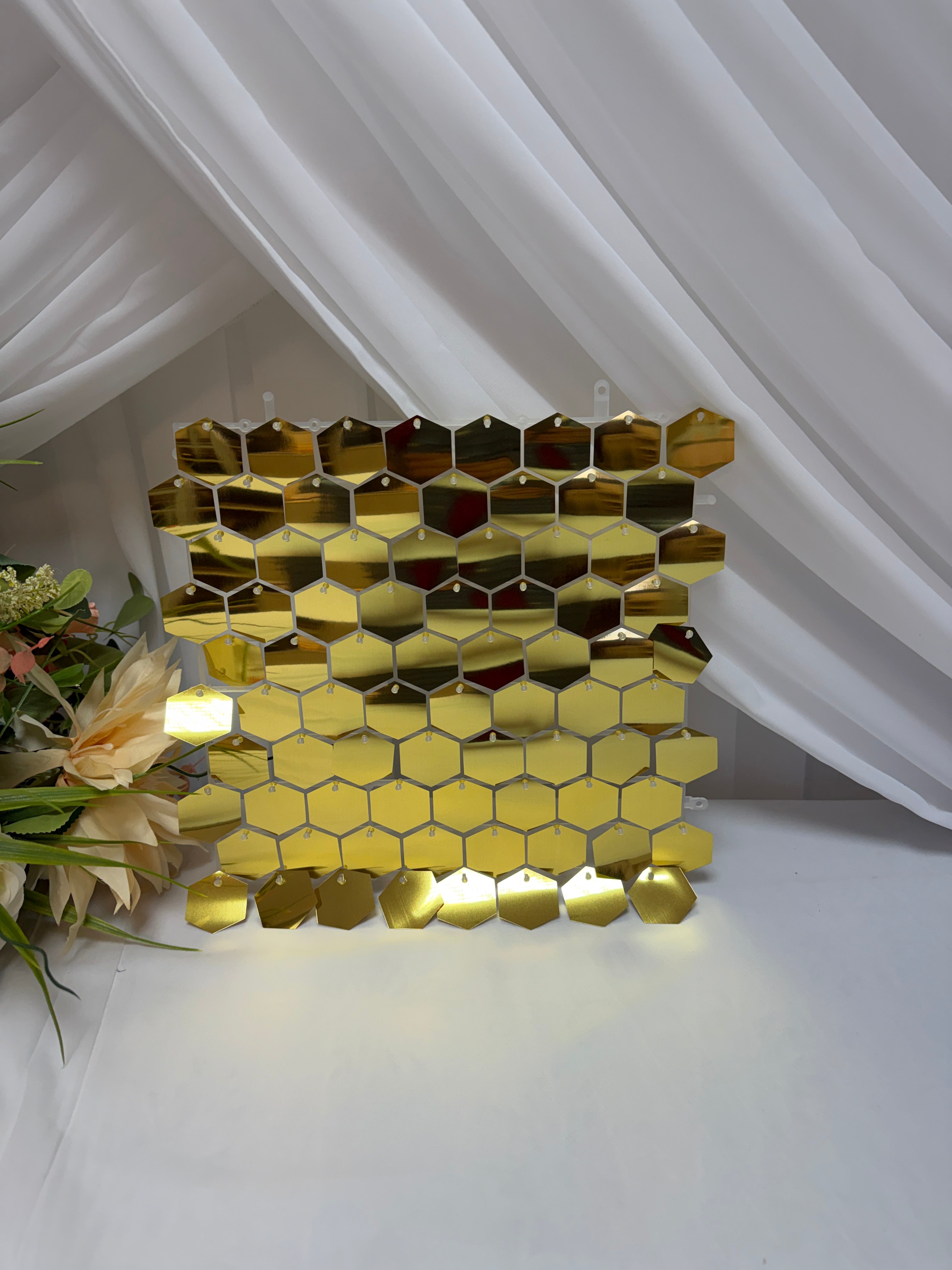 Panou Fundal Paiete Hexagon 30x30cm Auriu