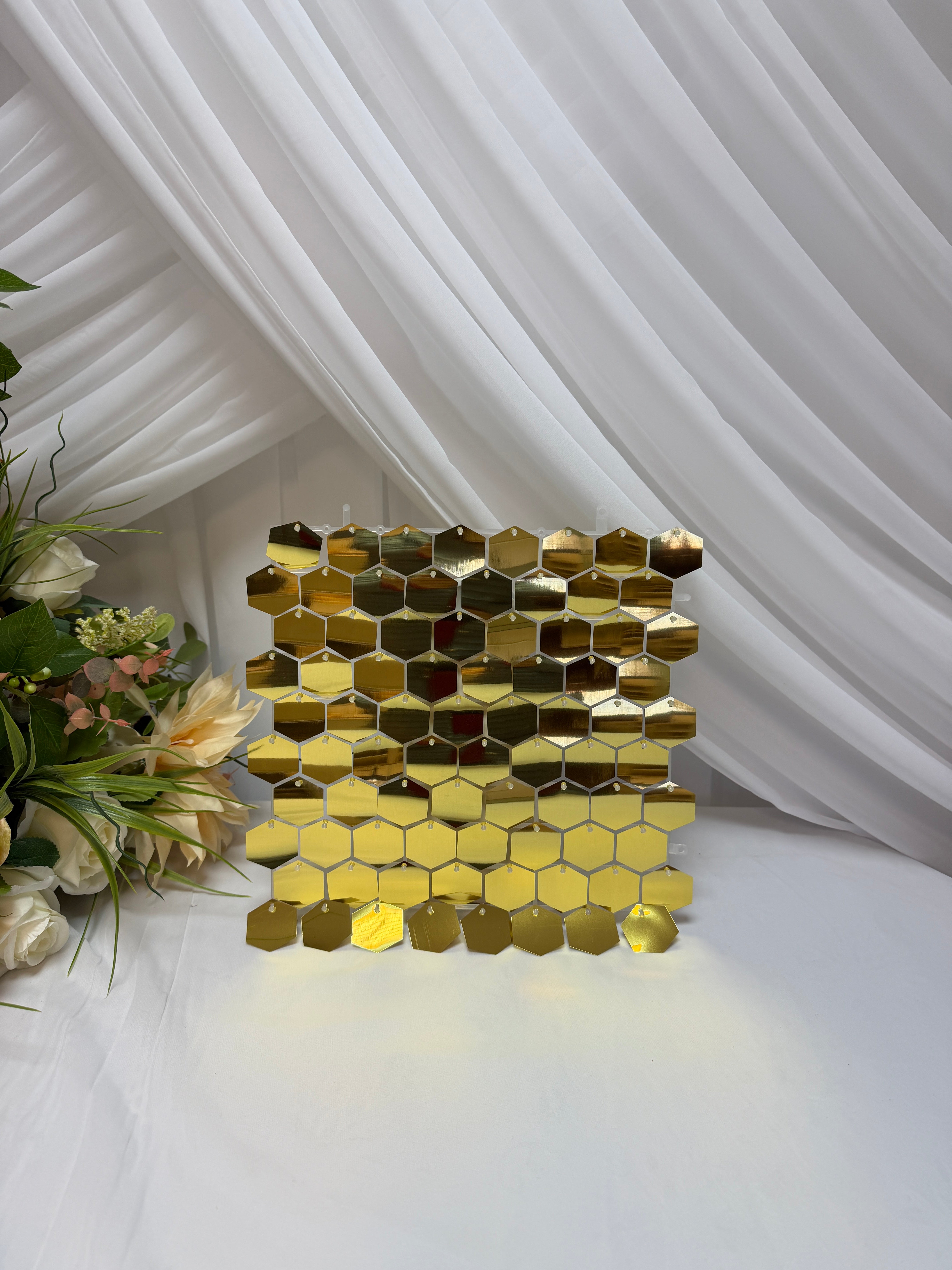 Panou Fundal Paiete Hexagon 30x30cm Auriu