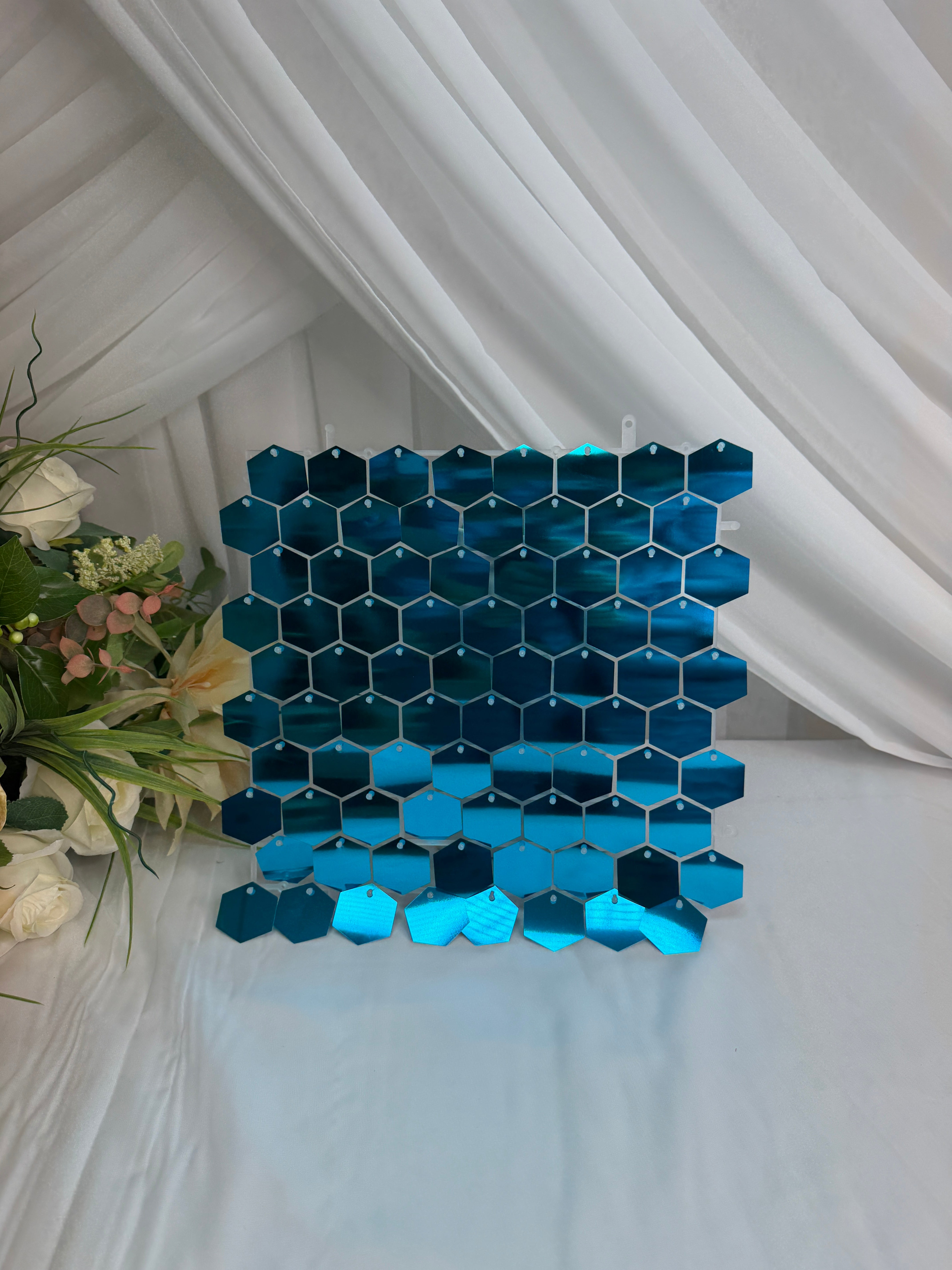 Panou Fundal Paiete Hexagon 30x30cm Turcoaz