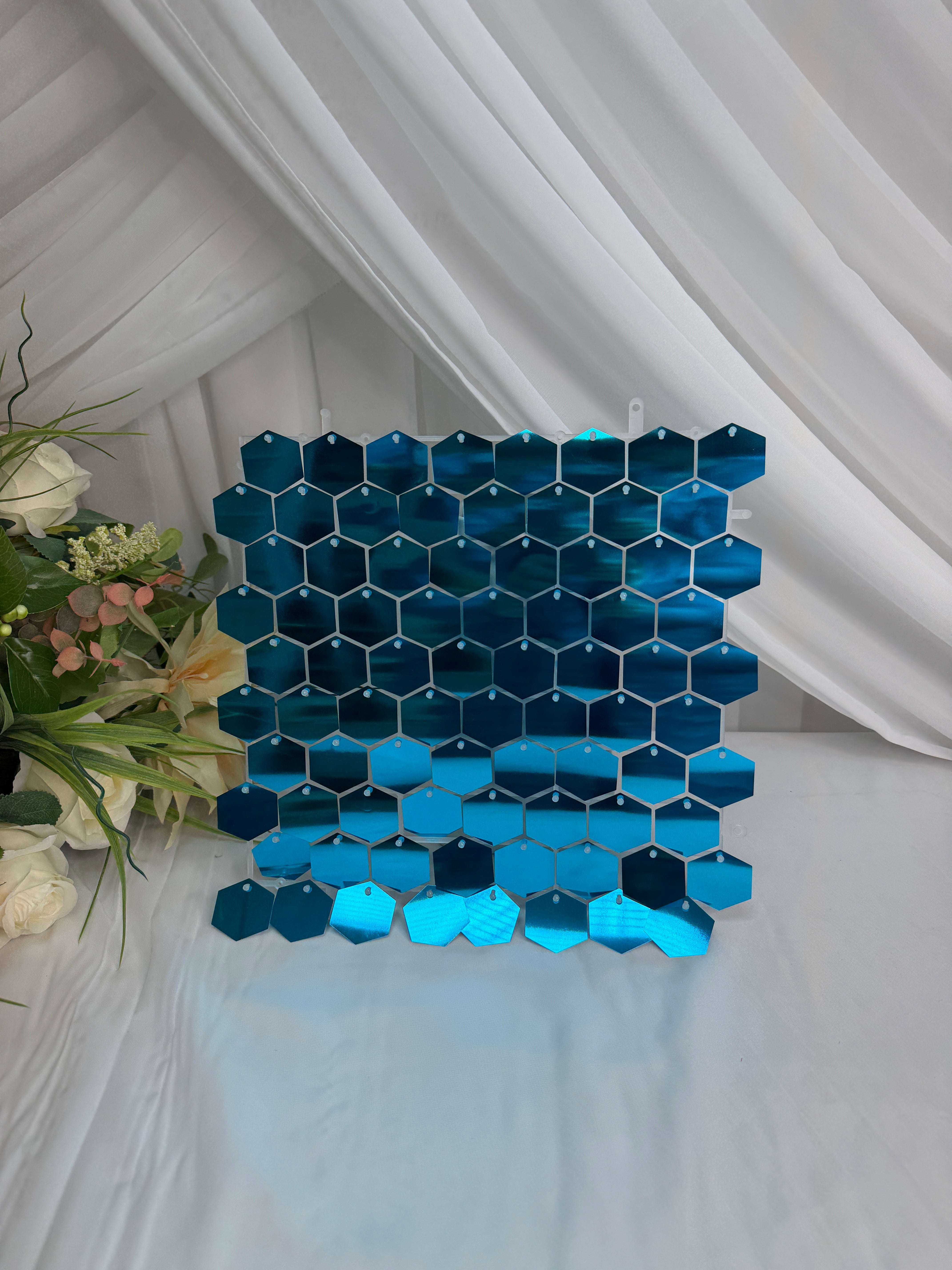 Panou Fundal Paiete Hexagon 30x30cm Turcoaz