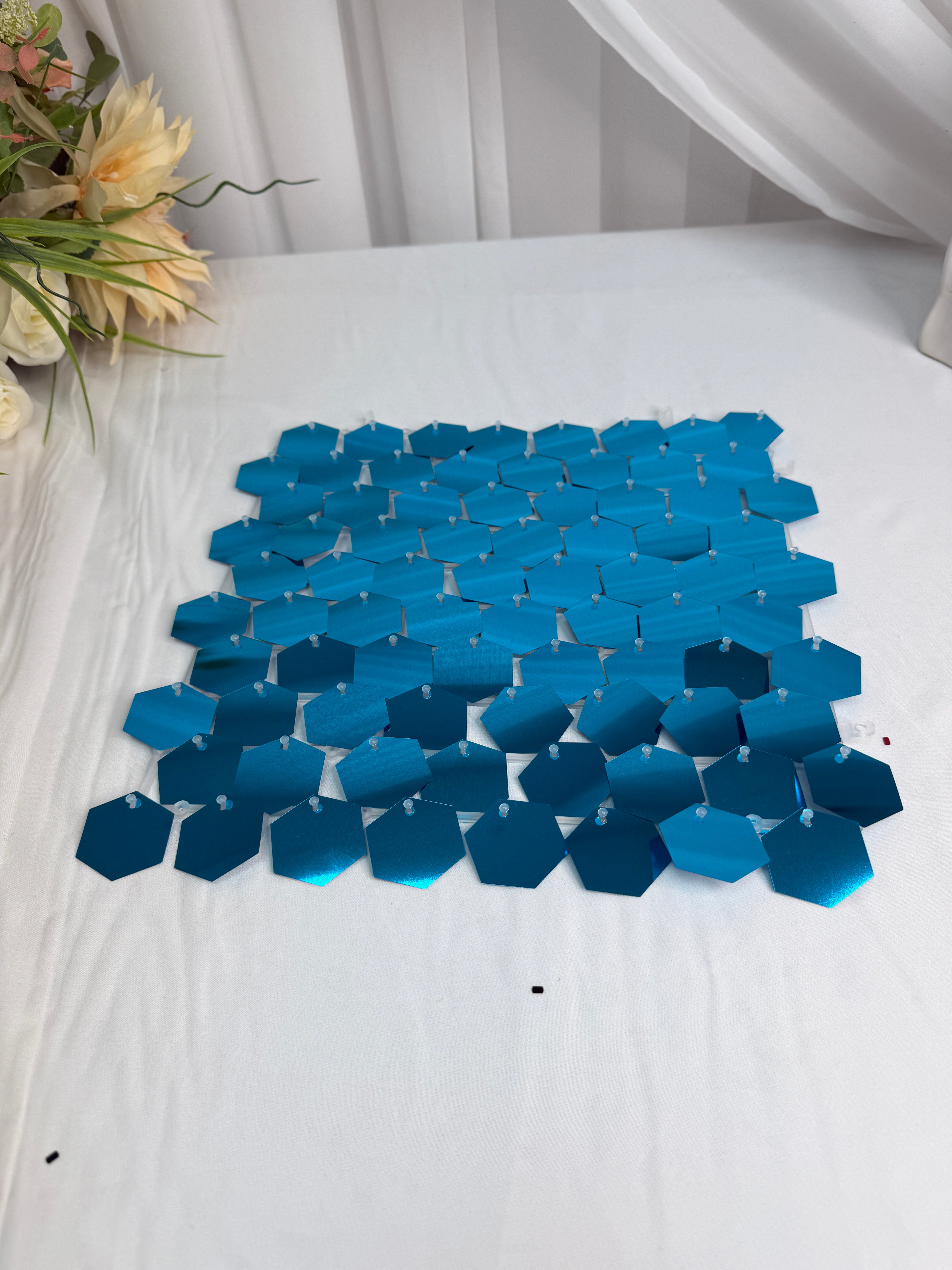 Panou Fundal Paiete Hexagon 30x30cm Turcoaz