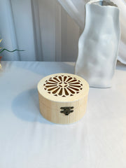 Cutie Lemn Natur Rotunda Perforat Medie Rotunda