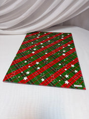 Hârtie de Ambalat Cadouri Crăciun, Coli 51 x 75 cm, 80 g, Set 50 Bucăți Rosu Verde Carouri