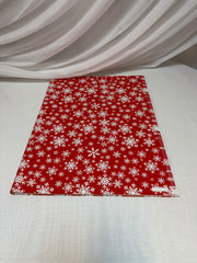 Hârtie de Ambalat Cadouri Crăciun, Coli 51 x 75 cm, 80 g, Set 50 Bucăți Rosu Cu Fulgi Albi
